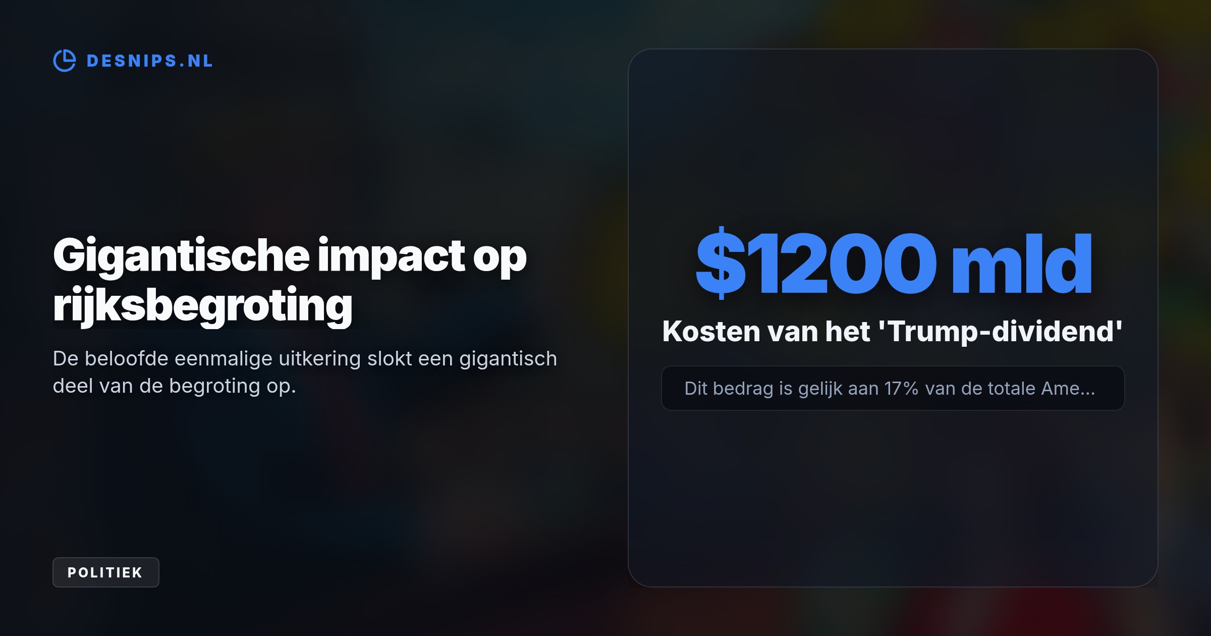 Met dit 'Trump-dividend' probeert hij de kiezer te verleiden. Economen noemen de ongedekte belofte, die in totaal 1,2 biljoen dollar kost, financieel en juridisch onhaalbaar.