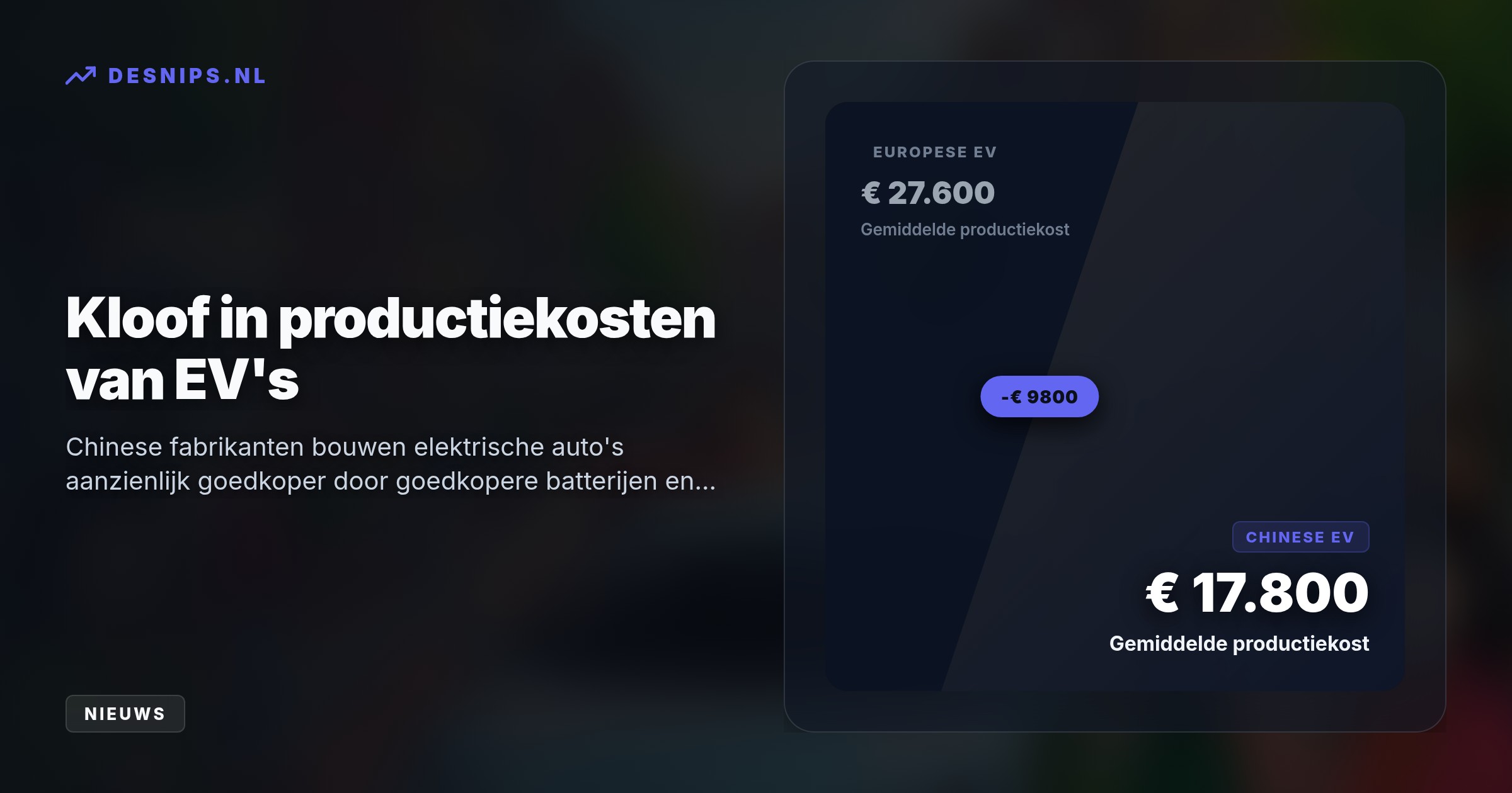 Nederlanders kochten ruim 18.000 Chinese auto's in negen maanden. Spotgoedkope accu's en kortere bouwtijden maken Chinese modellen bijna tienduizend euro goedkoper om te produceren.