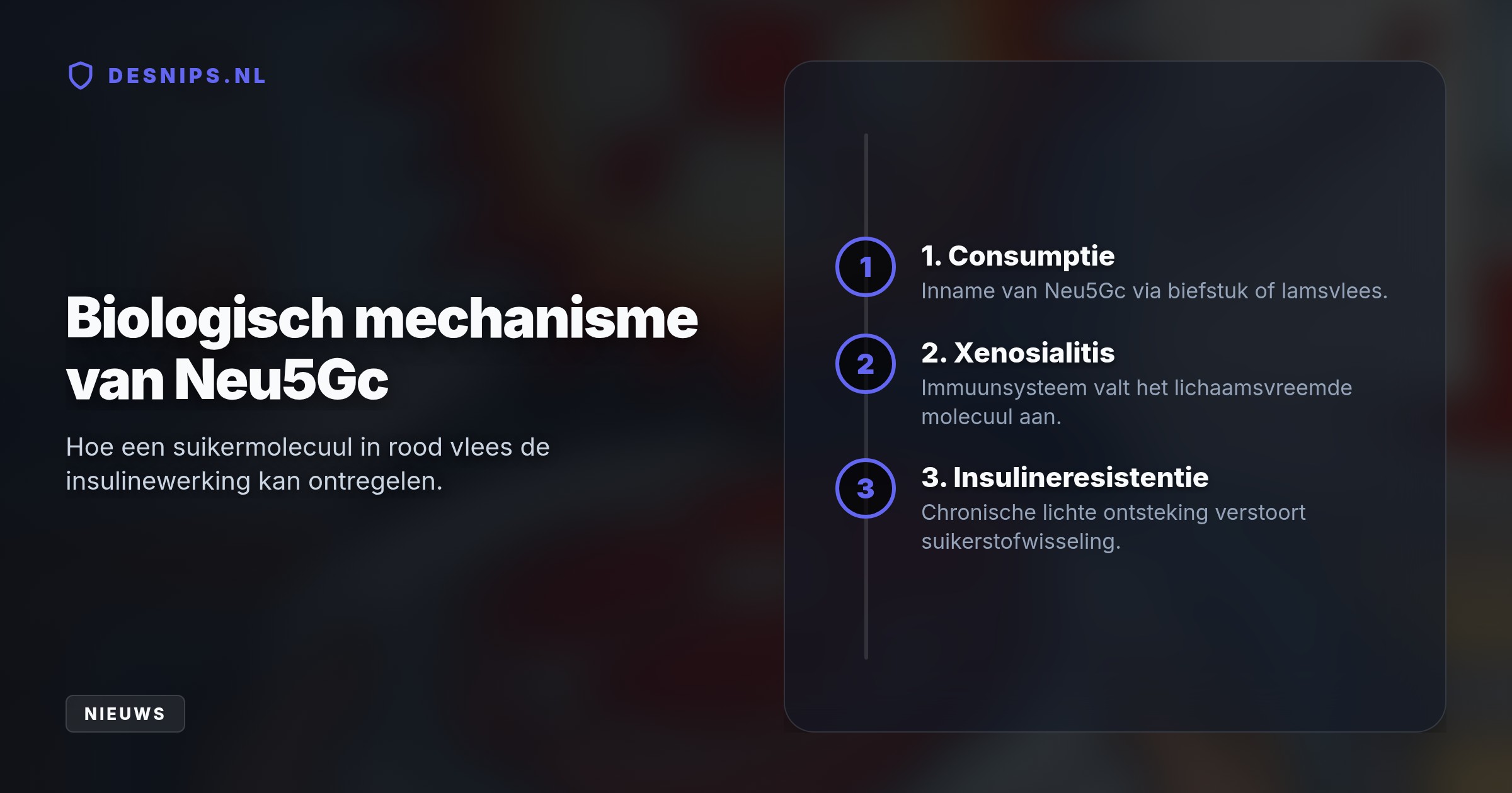 Ons immuunsysteem ziet dit dierlijke molecuul door een eeuwenoude genmutatie als indringer. De ontsteking die volgt verstoort insuline, terwijl Neu5Gc in zuivel onschadelijk is.
