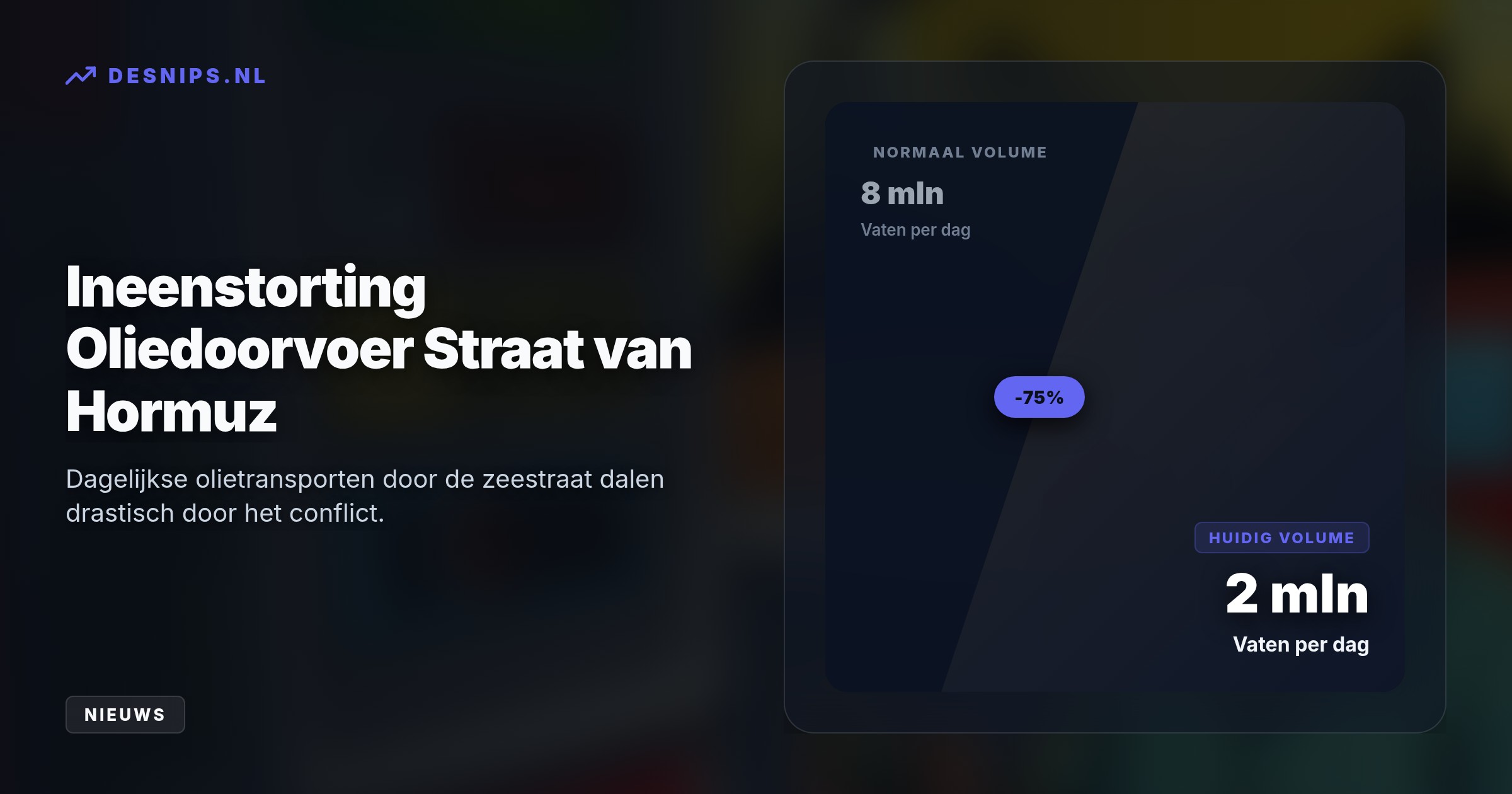 Door felle gevechten en blokkades rond de Straat van Hormuz stijgt Brent-olie boven de 100 dollar per vat, wat direct zorgt voor recordprijzen aan de Nederlandse pomp.