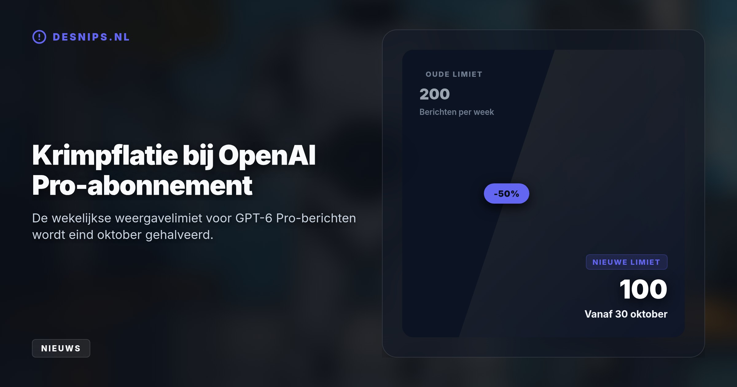 Om de torenhoge datacentrumkosten te dekken lanceert OpenAI een abonnement van 500 dollar en halveert het de capaciteit voor huidige betalers.