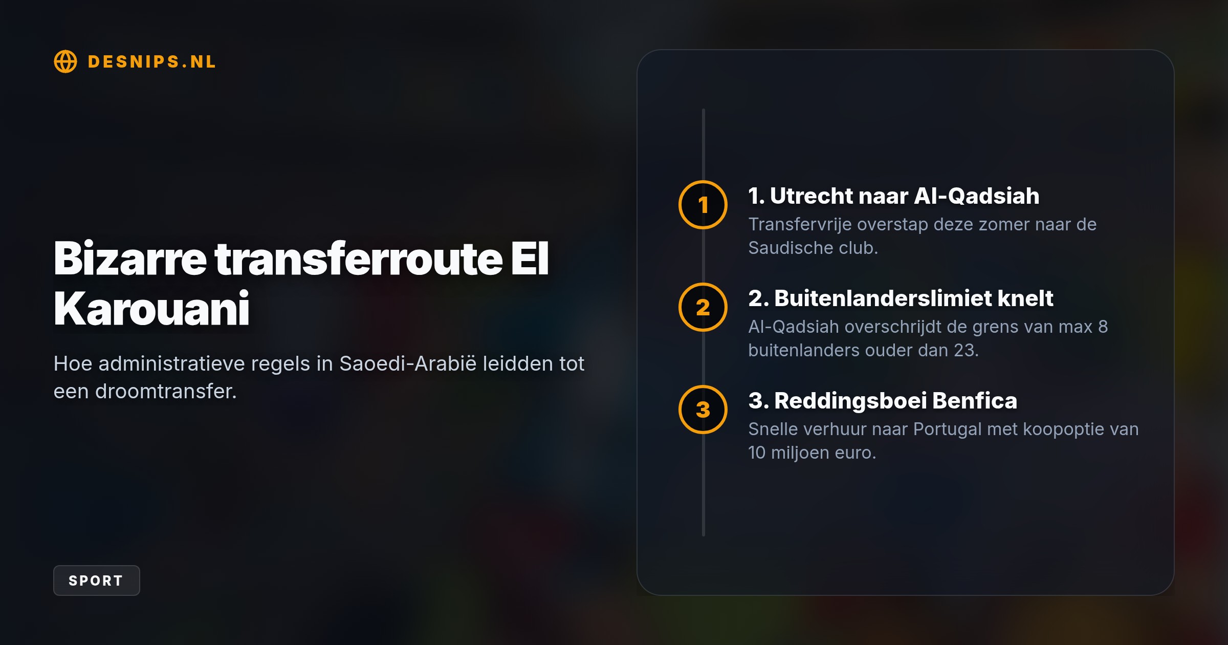 Door een limiet op buitenlandse spelers ouder dan 23 moest de verdediger direct weg bij Al-Qadsiah. Benfica huurt hem nu voor één seizoen met een optie tot koop van tien miljoen euro.