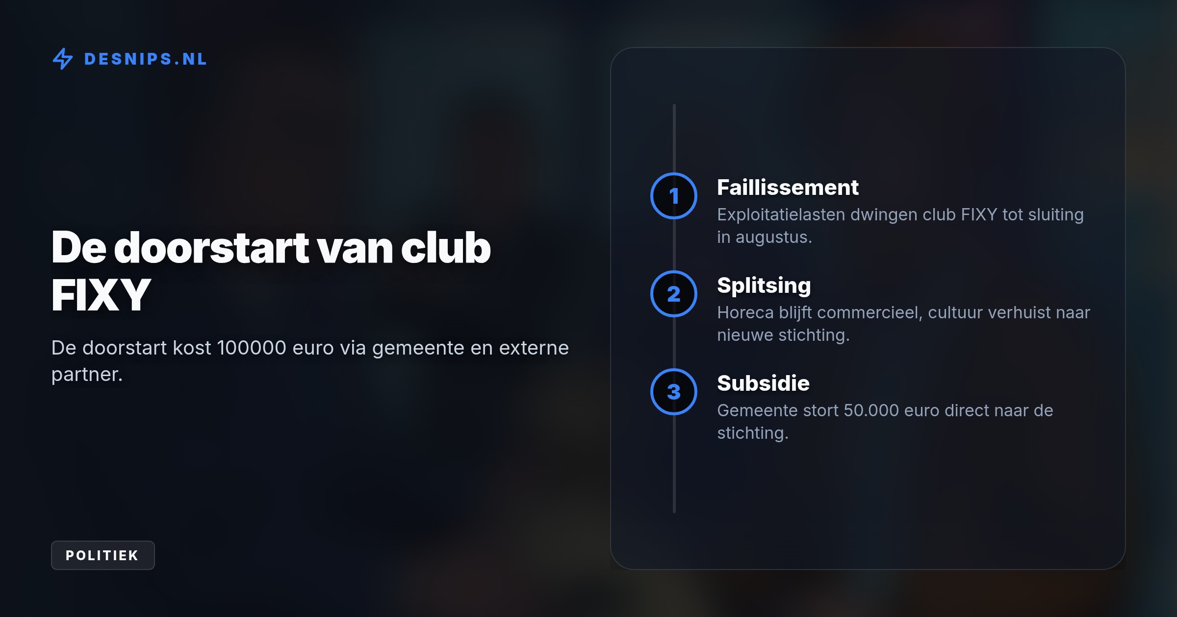 Dankzij een slimme stichtingsconstructie gaat de subsidie naar culturele programmering, wat de lasten voor de club verlaagt. De rechtse oppositie is woedend en eist opheldering.