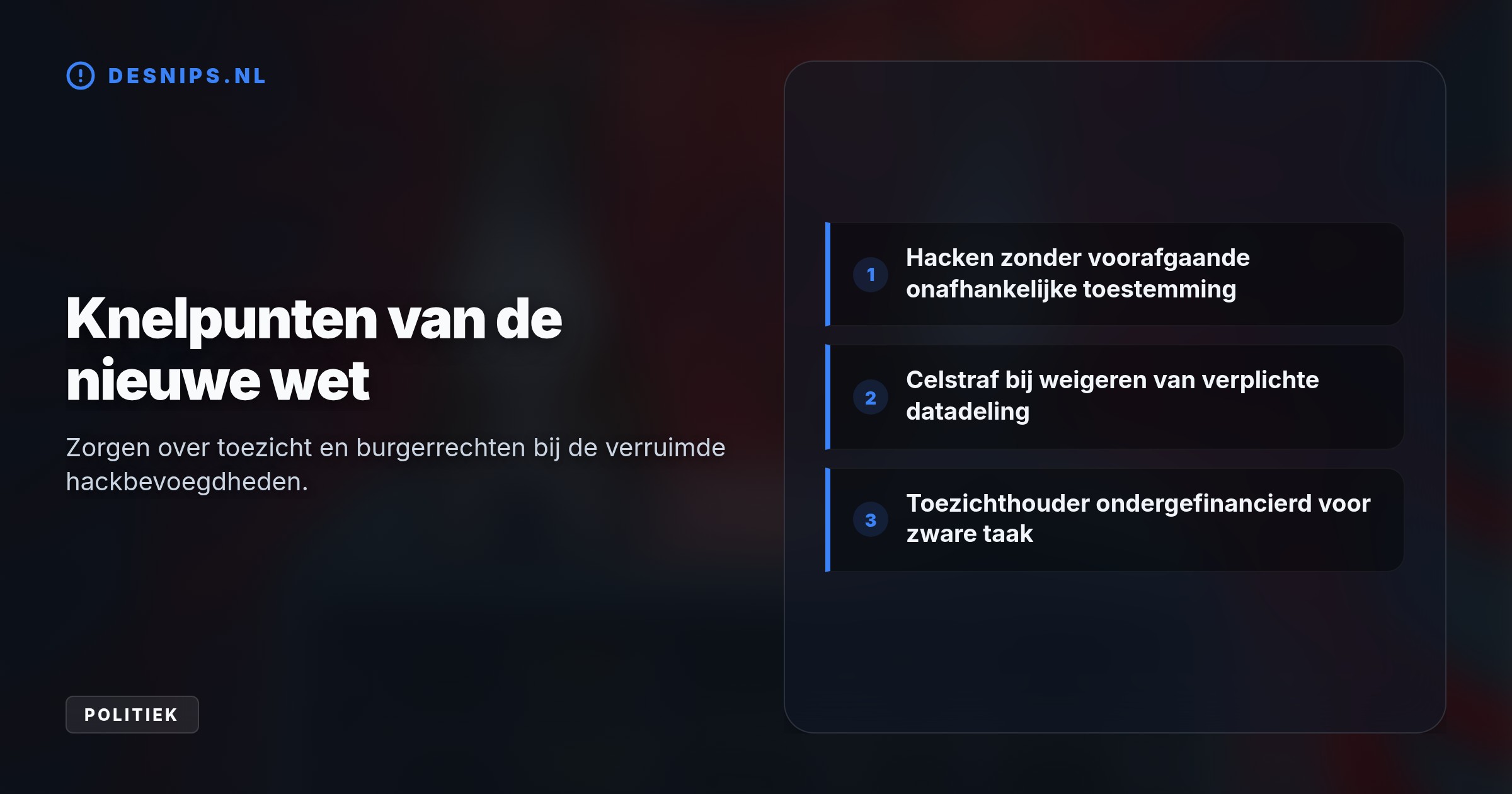 De AIVD en MIVD mogen straks 'vijanden' hacken zonder voorafgaande toetsing, terwijl de nieuwe toezichthouder direct al te weinig budget en personeel krijgt.