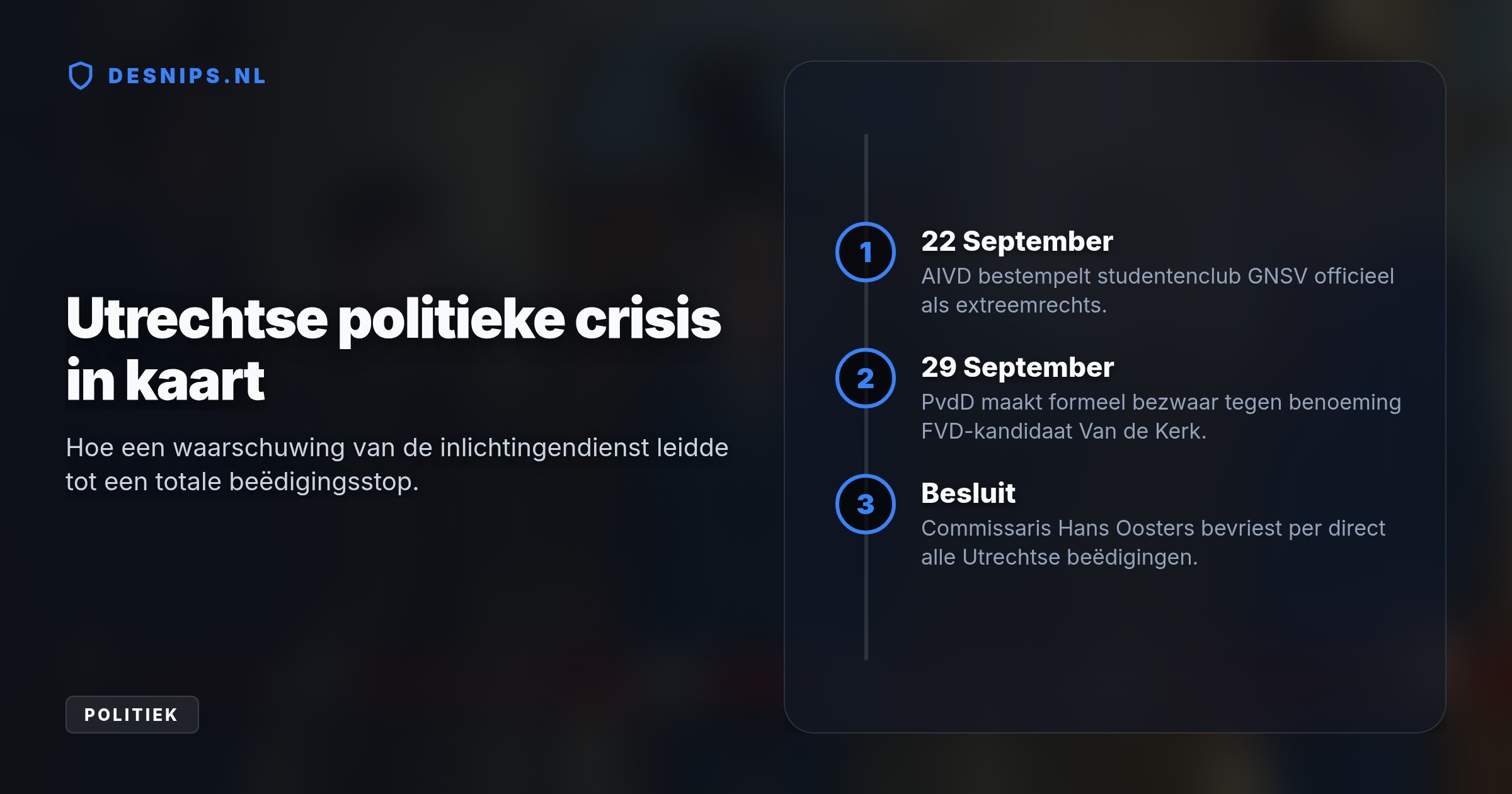Commissaris Hans Oosters neemt deze noodmaatregel nadat de AIVD de studentenvereniging van FVD'er Bram van de Kerk als extreemrechts aanmerkte. FVD- en UtrechtNu!-fracties liepen boos weg.