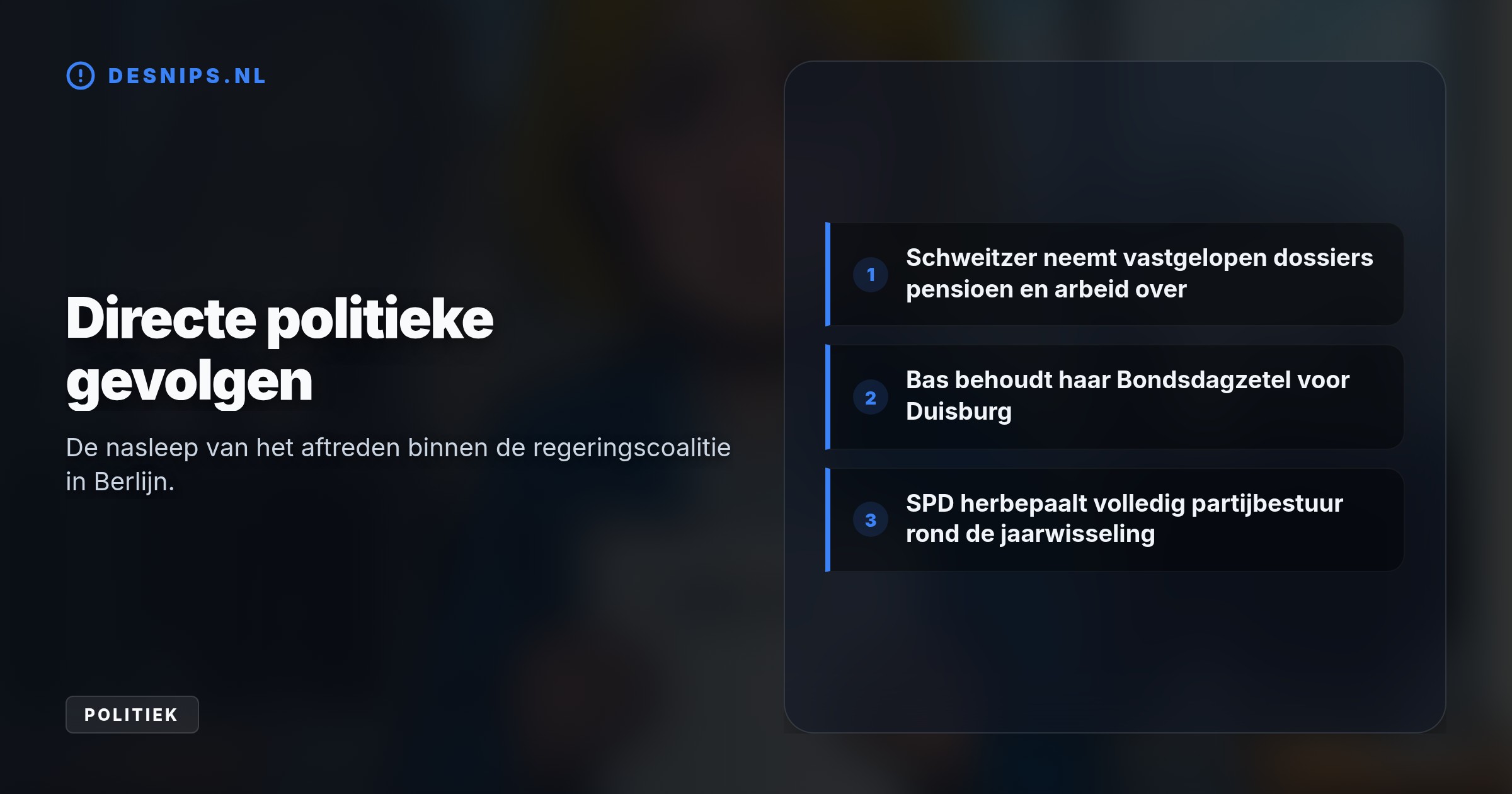Continue aanvallen van coalitiepartner CDU op vertraagde hervormingen werden onhoudbaar na het overlijden van haar stiefdochter. Alexander Schweitzer neemt het ministerie over.