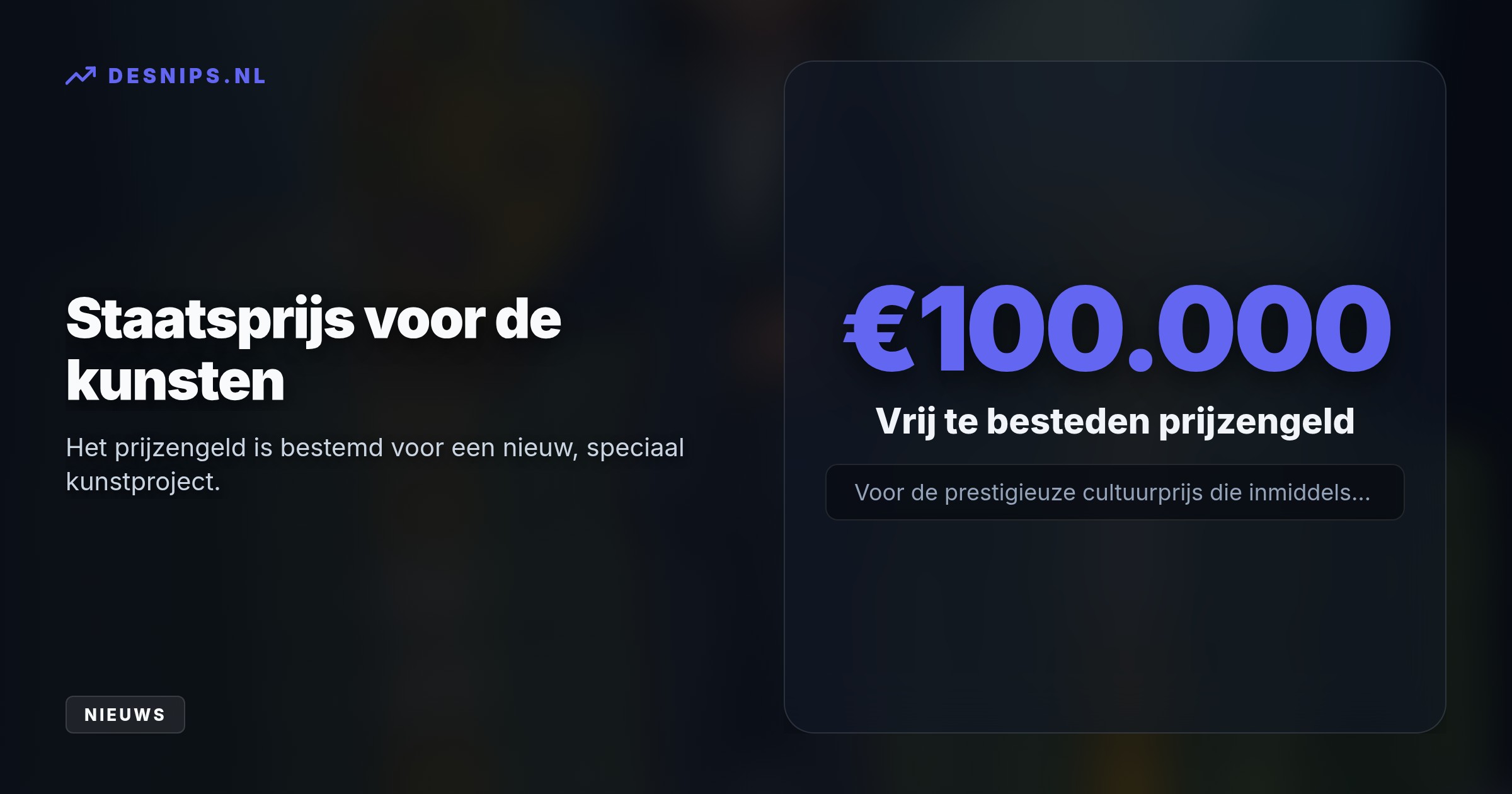 De voormalig Dichter des Vaderlands krijgt de staatsprijs unaniem toegekend voor haar maatschappelijk geëngageerde spoken word, dat de kunsten rechtstreeks met de samenleving verbindt.
