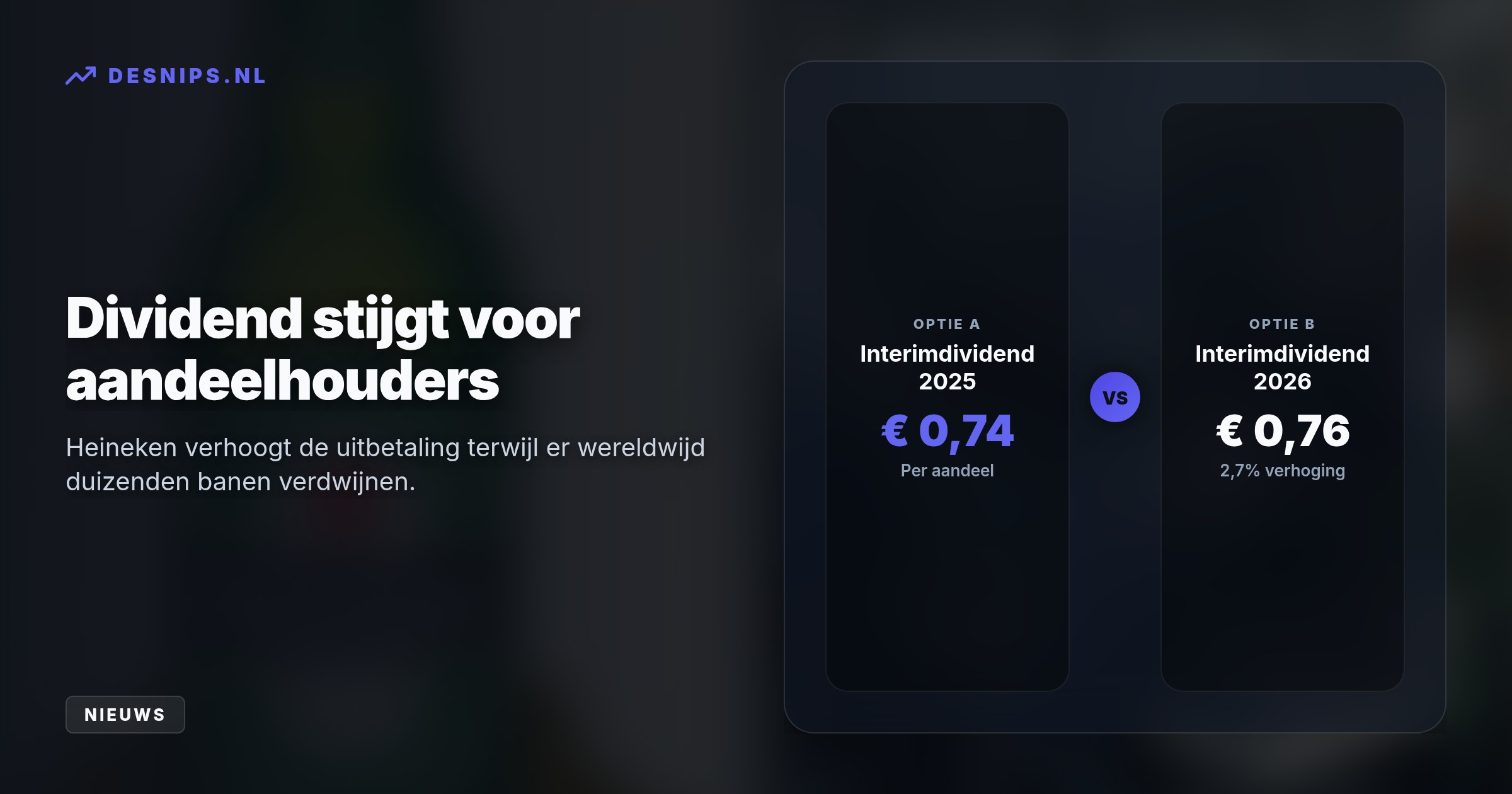Dankzij sterke bierverkopen in Azië stijgt de winst met 10%, maar Heineken reorganiseert fors om kosten te besparen. Wereldwijd verdwijnen er tot wel 6000 banen.