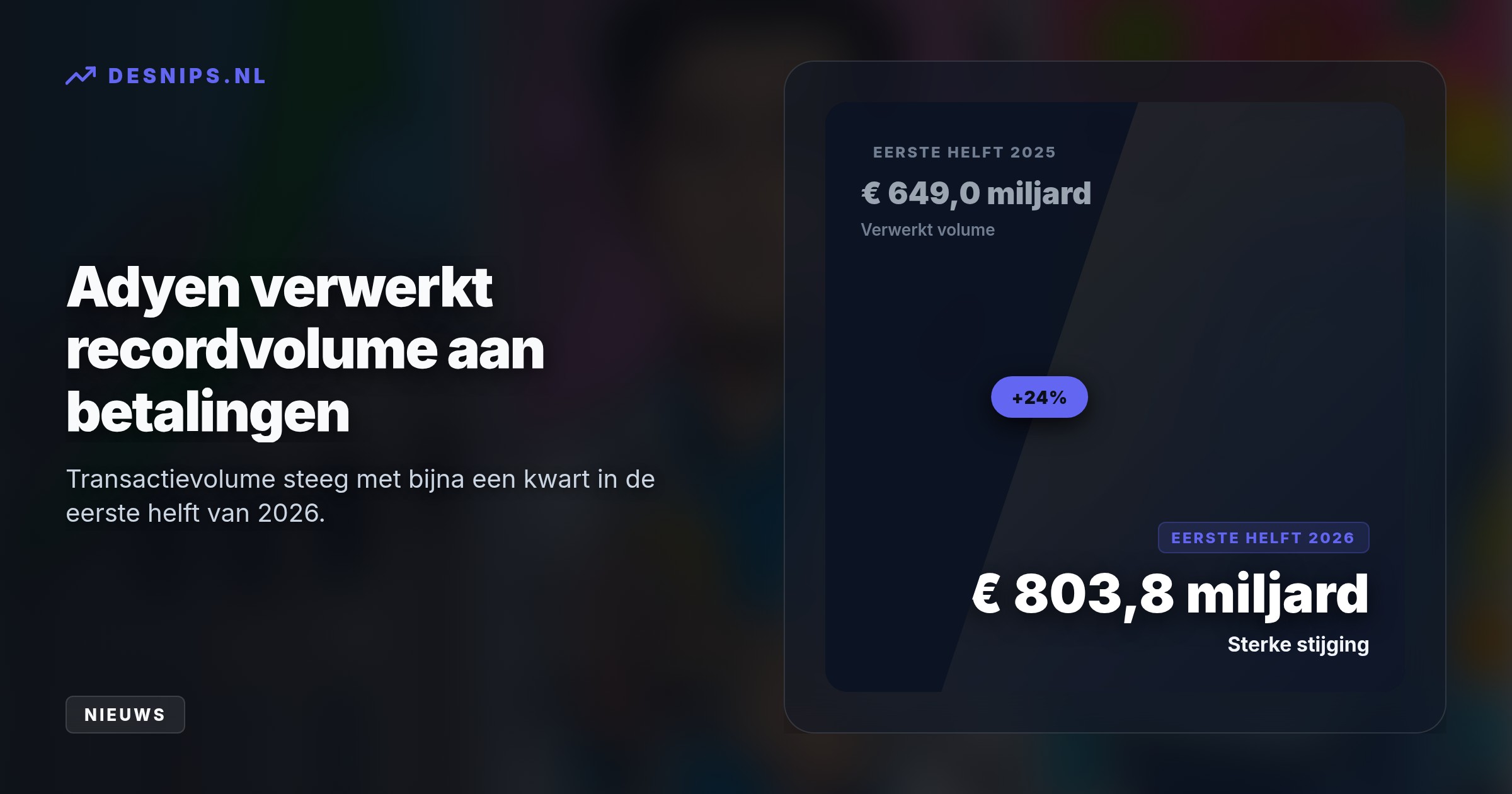 Groene hypotheken stuwen de halfjaarwinst van Triodos naar 29,9 miljoen euro. Ondertussen verhoogt Adyen zijn groeiverwachting tot 23% dankzij een sterke toename in transacties.