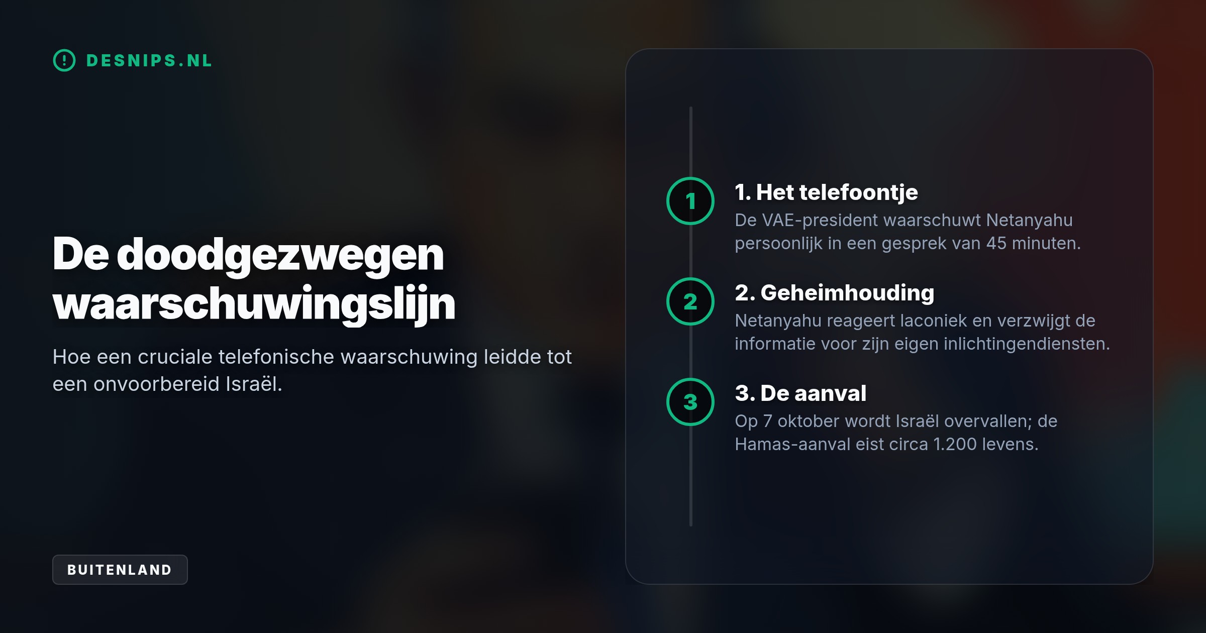 Tien dagen voor de aanval op 7 oktober waarschuwde de president van de VAE Netanyahu persoonlijk. De premier deed echter niets en deelde de informatie niet.