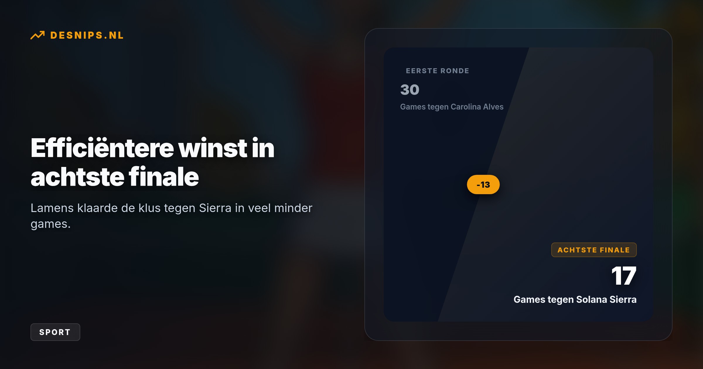 De Nederlandse nummer 182 van de wereld overklaste de Argentijnse Sierra in twee sets (6-3, 6-2) door vijf breaks te forceren. Dit is haar eerste WTA-kwartfinale in een jaar.