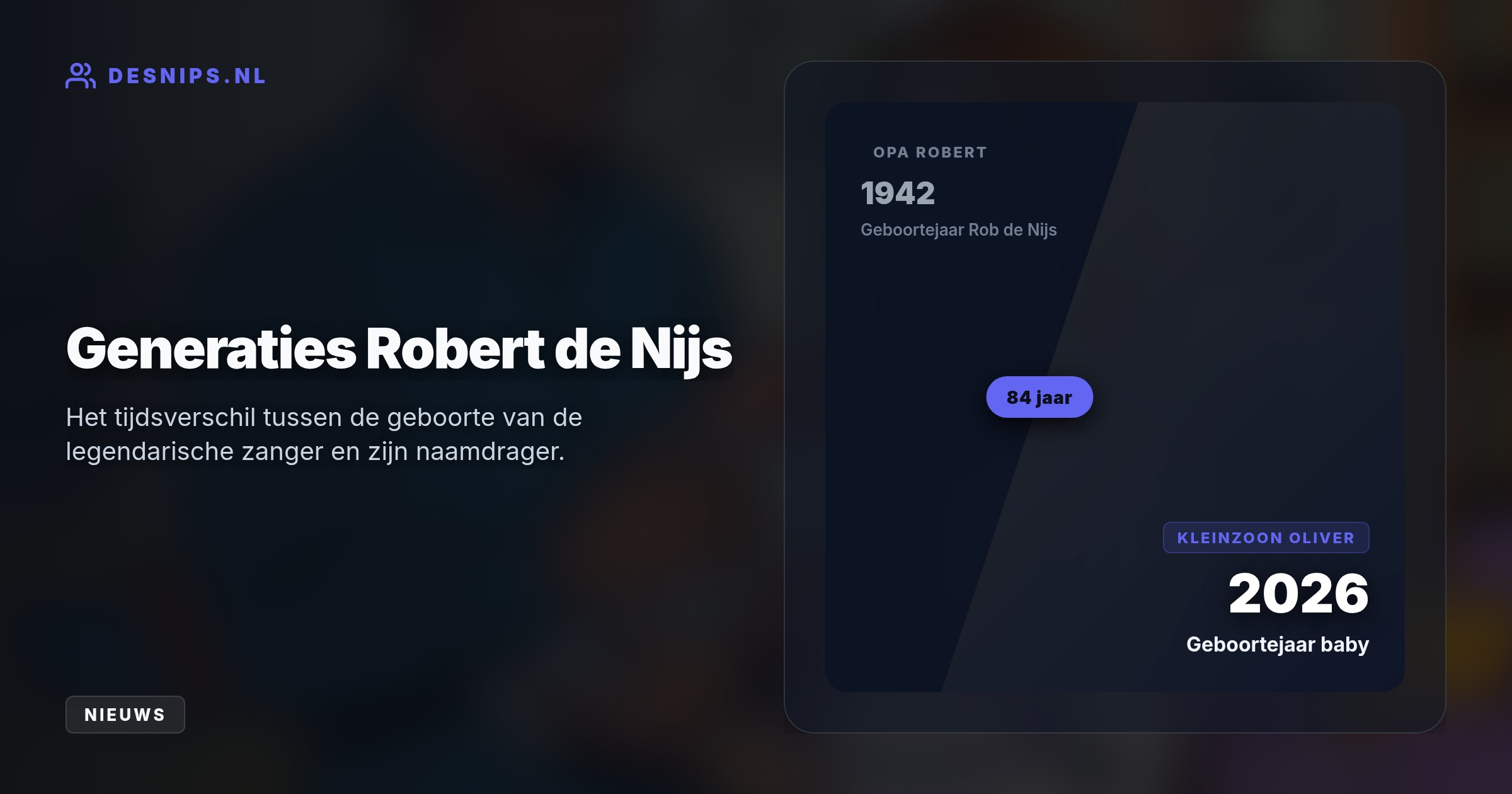 Robbert de Nijs (43) en partner Sharon zijn ouders geworden van Oliver Robert. De naam is een emotioneel eerbetoon aan opa Rob de Nijs, die in 2025 overleed aan Parkinson.