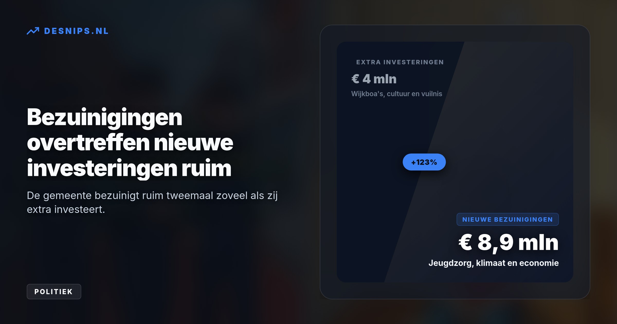 Om de begroting sluitend te krijgen bezuinigt Almere miljoenen op de jeugdzorg en het klimaat. Inwoners gaan gemiddeld 63 euro extra aan woonlasten betalen.