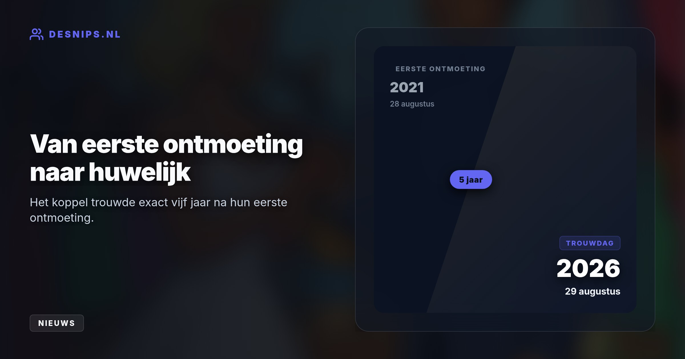 Het koppel gaf elkaar op 29 augustus het jawoord op hun vijfjarige jubileum. De intieme ceremonie werd voltrokken door Karin Bloemen en muzikaal omlijst door bekende zangeressen.