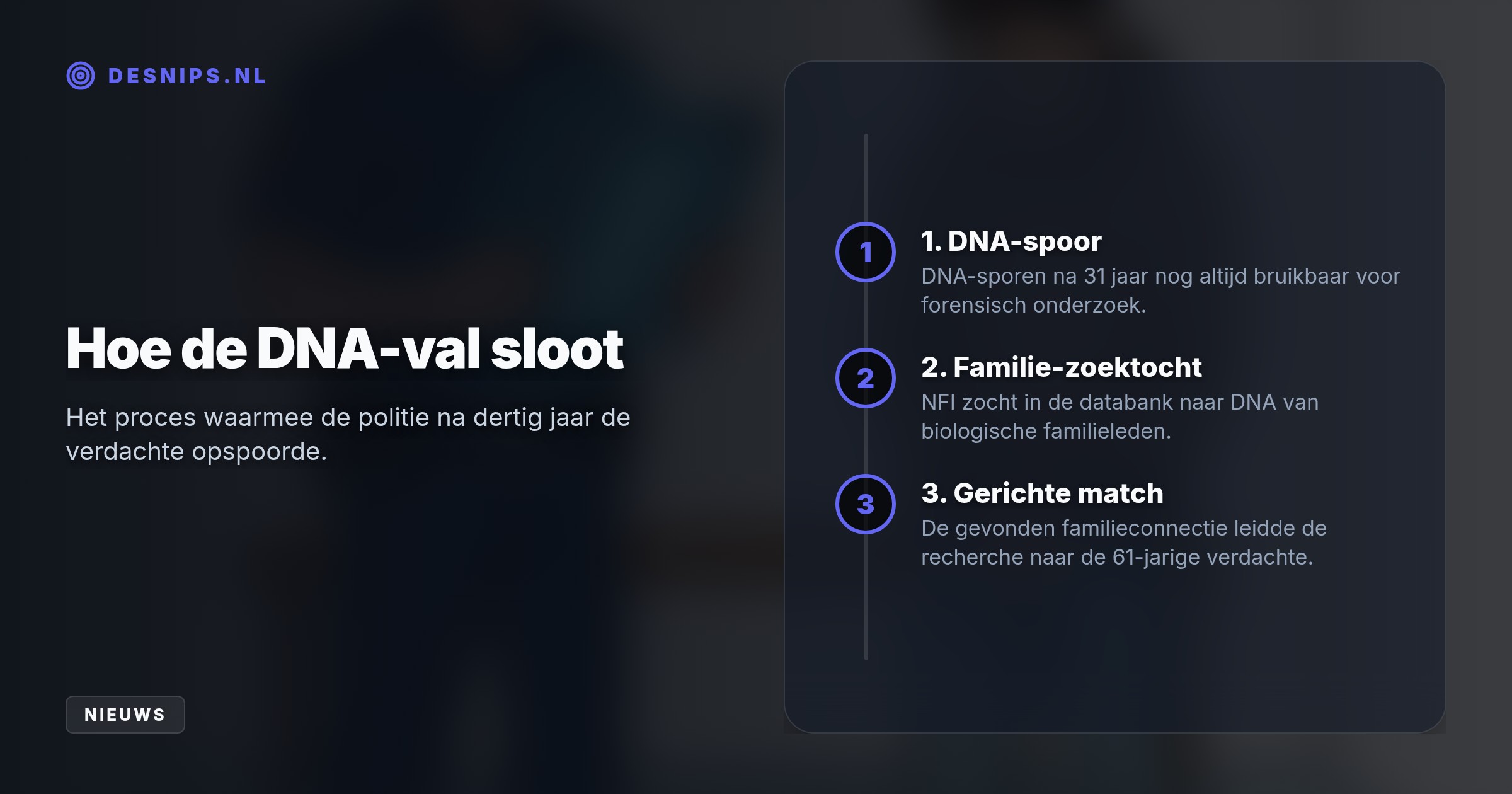 Dankzij een dna-verwantschapsonderzoek via familieleden sloot de val zich voor de 61-jarige verdachte van twee gewelddadige verkrachtingen in 1995 en 1997.