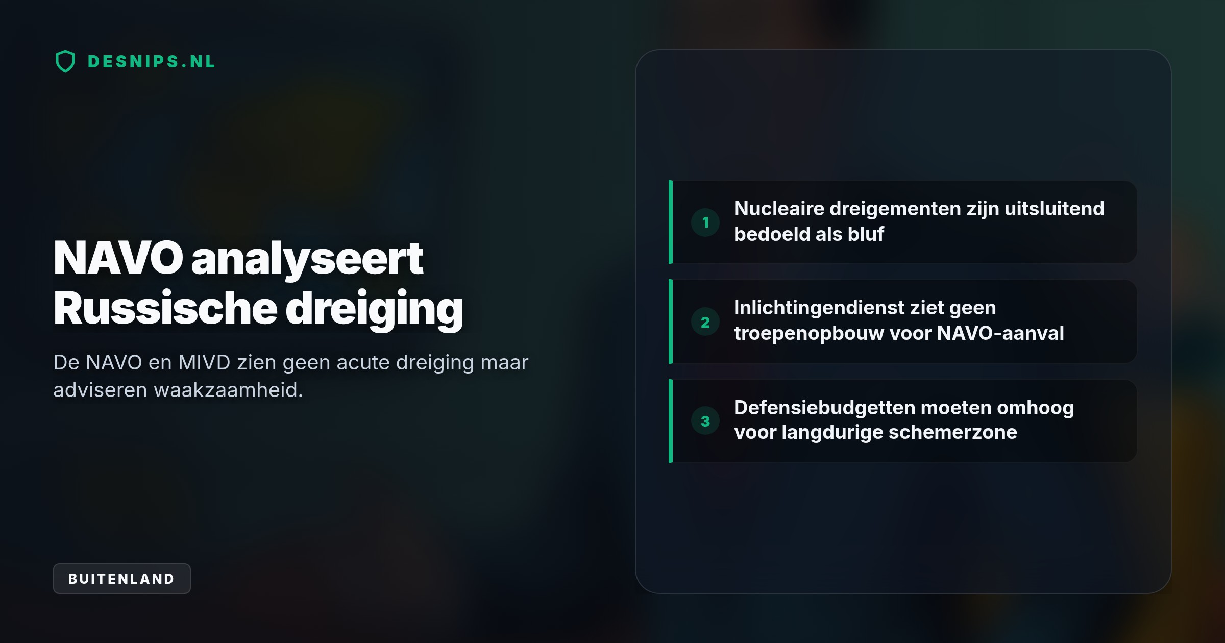 Volgens Rutte probeert Poetin af te leiden van zijn worsteling in Oekraïne. Hoewel de MIVD waarschuwt voor een langdurige schemerzone, is er geen acute dreiging voor NAVO-gebied.