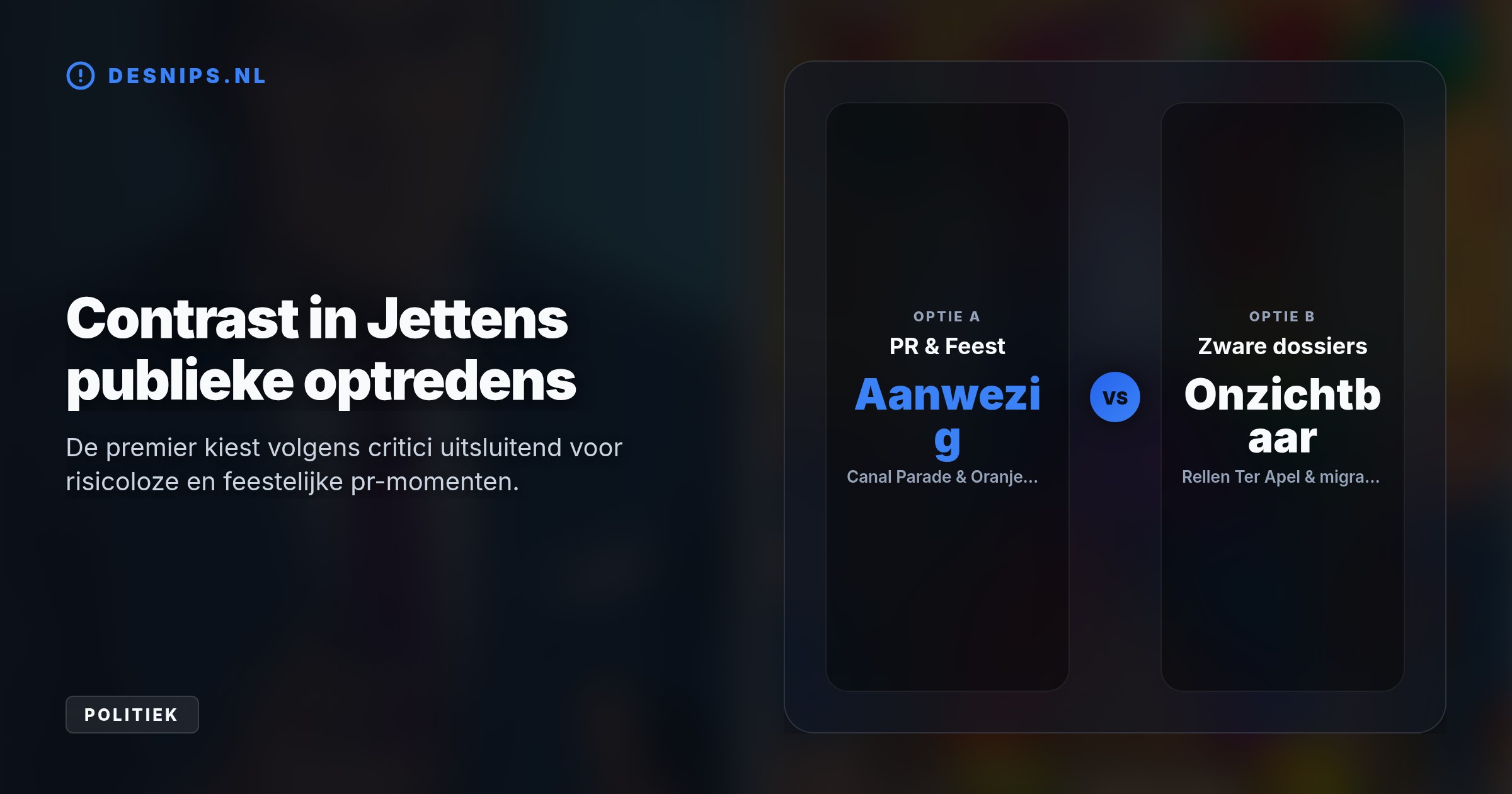 Volgens de politiek analist kiest de premier liever voor makkelijke pr-momenten op de Pride dan dat hij leiderschap toont tijdens de asielcrisis in Ter Apel.