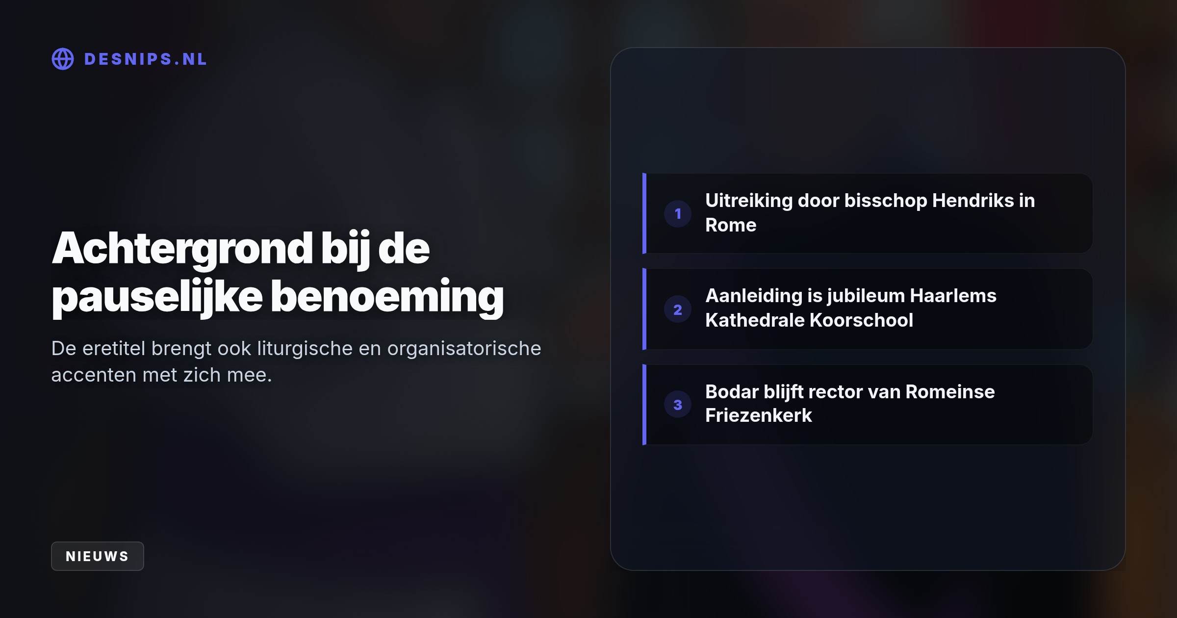 Paus Leo eert Bodar met de titel pauselijk kapelaan voor zijn jarenlange kerkinzet. De tv-priester mag zich nu monseigneur noemen en draagt voortaan een 'klein paars' gewaad.