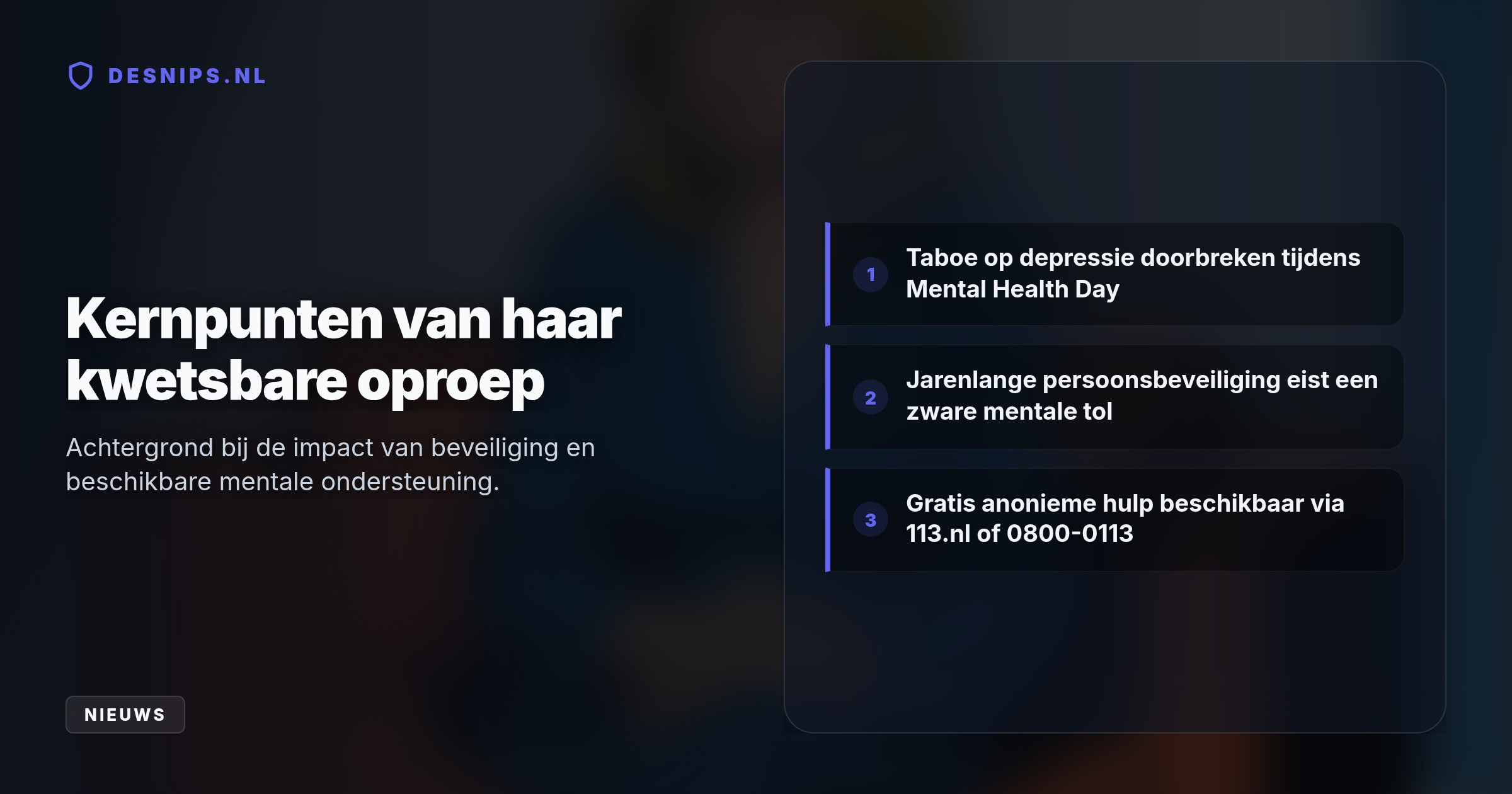 Op World Mental Health Day vertelt de tv-kok openhartig over haar donkere gedachten en hoe jarenlange persoonsbeveiliging haar mentaal uitput.