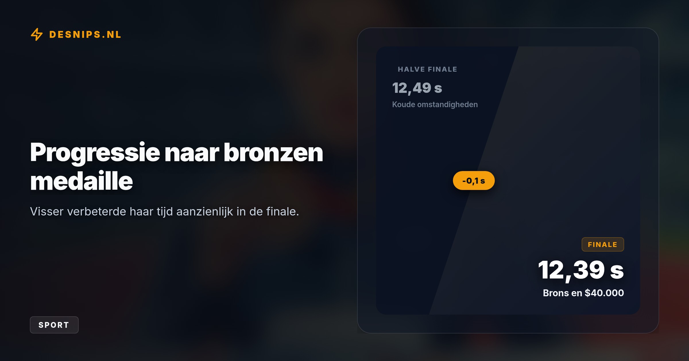 Na een overtuigende halve finale snelt de hordenloopster in een zinderende eindstrijd naar de derde plek achter Russell en Amusan, goed voor 40.000 dollar prijzengeld.