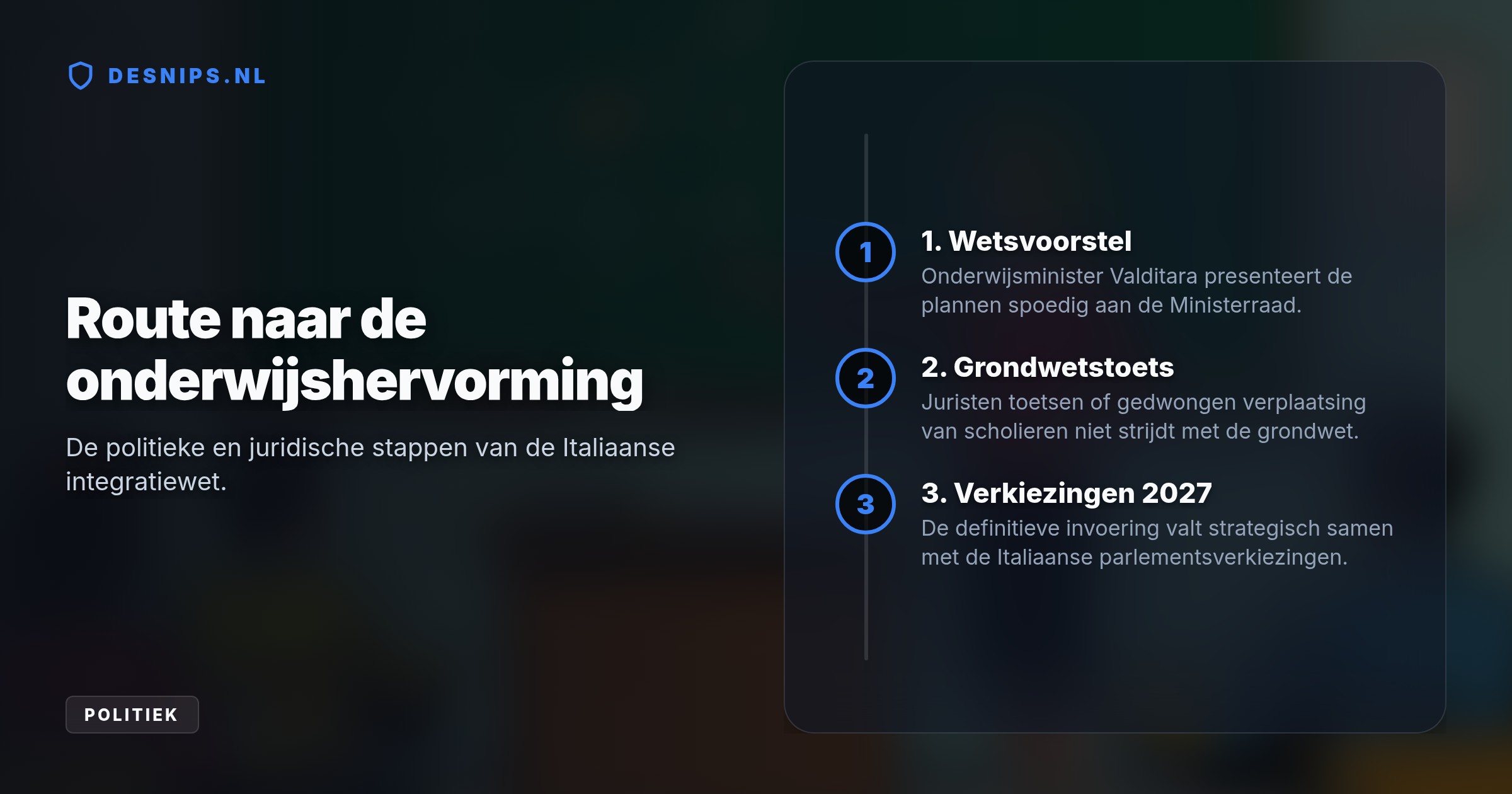 De Italiaanse regering wil met strenge regels integratie afdwingen met het oog op de verkiezingen van 2027. Slecht integrerende ouders moeten daarom verplicht op taalles.