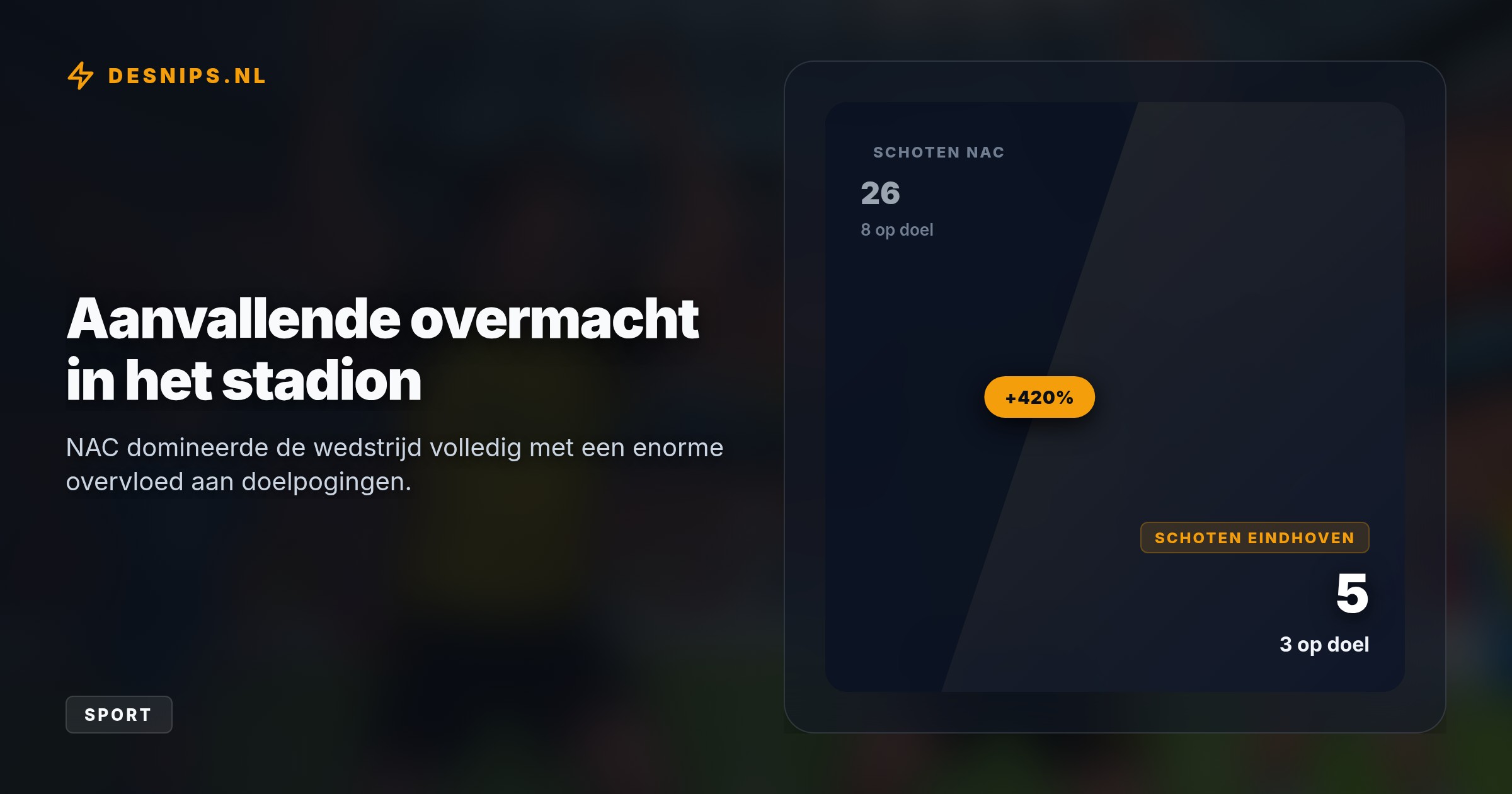 Na het weggeven van een 2-0 voorsprong herstelt Bouchouari zijn eigen blunder, waarna Nazih in blessuretijd de spectaculaire 4-2 zege voor NAC veiligstelt.