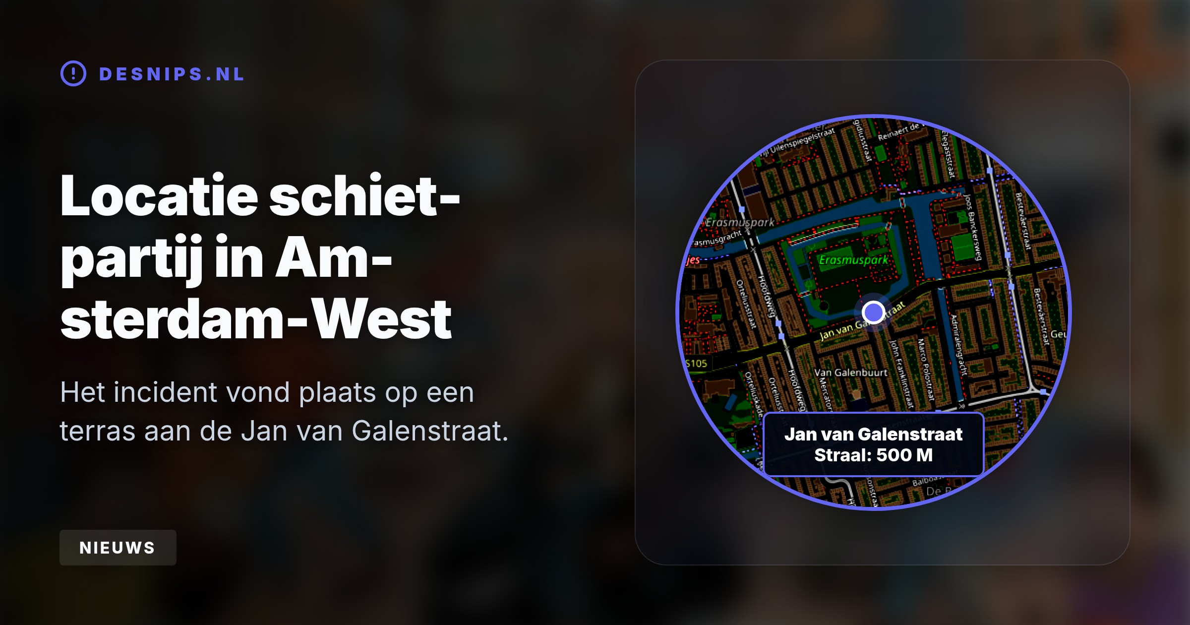 Een man op een motorscooter vuurde maandagavond drie kogels af op een groep mannen bij de Jan van Galenstraat. Er vielen geen gewonden, maar de buurt verkeert in diepe shock.