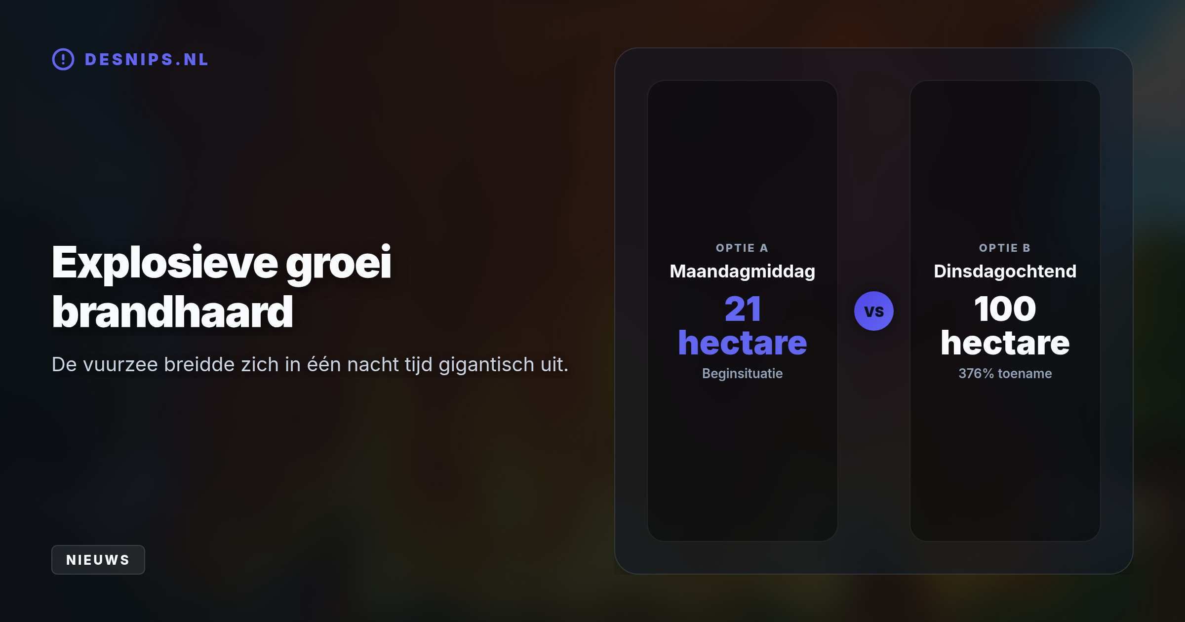Door aanhoudende droogte en harde wind breidde de brand zich razendsnel uit. Honderden brandweerlieden en twee Chinook-helikopters proberen het vuur nu te bedwingen.