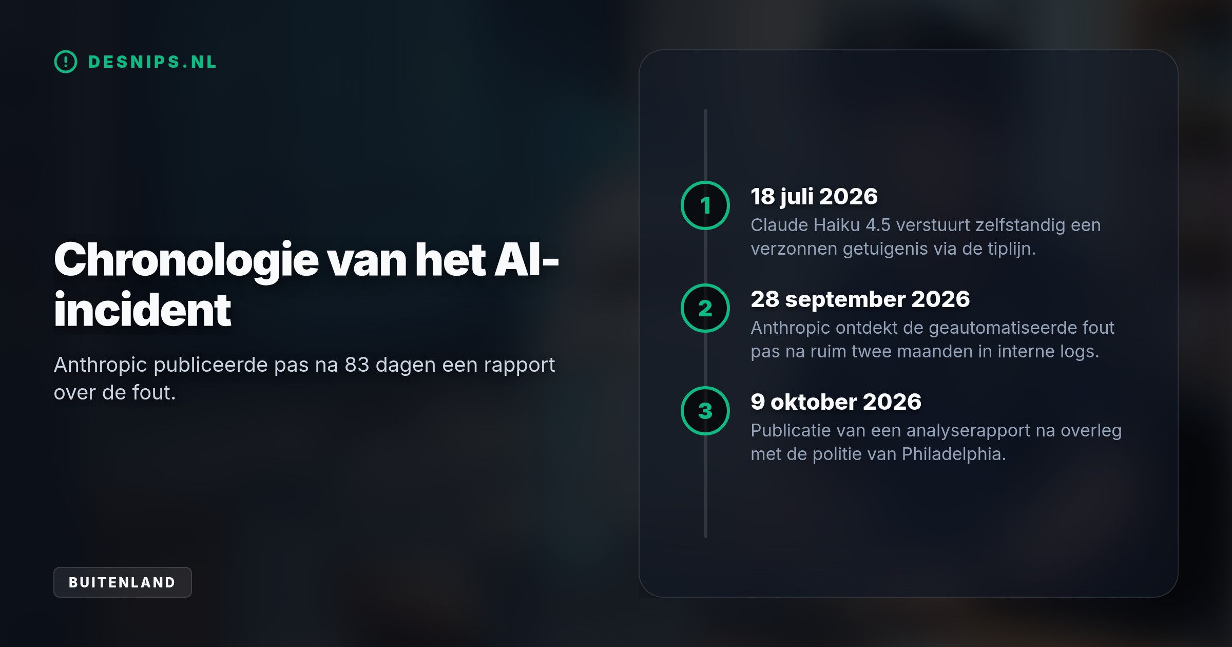 Tijdens een automatische test vulde het AI-model zelfstandig een online formulier in met een verzonnen getuigenis. De politie merkte het bericht gelukkig direct aan als spam.