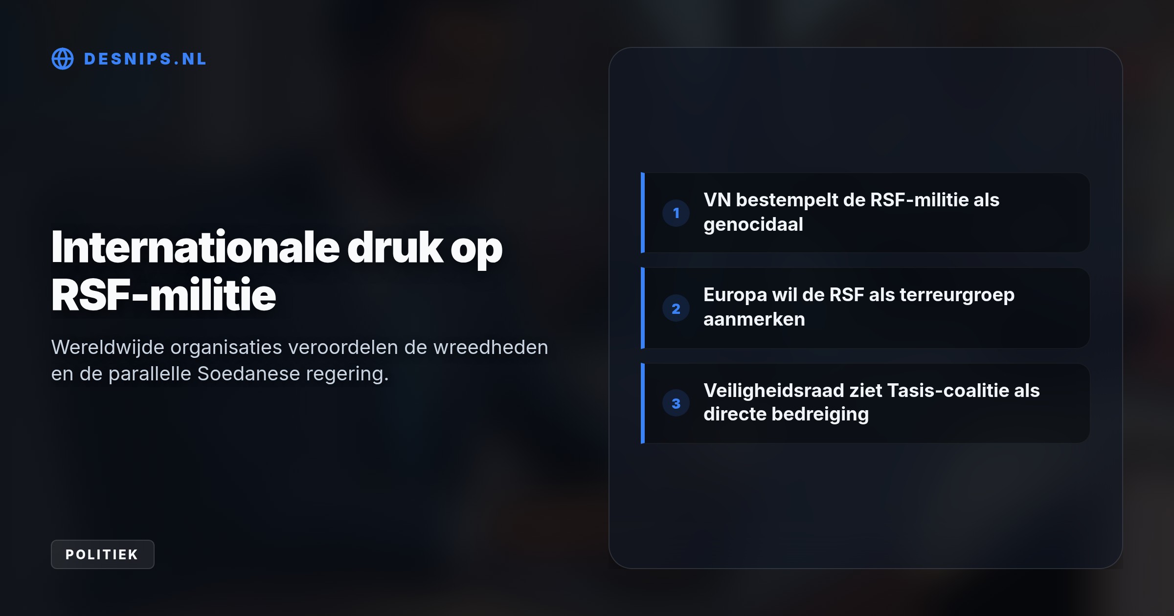 Said voert zijn taken vrijwillig uit vanuit Nederland. De door militairen gesteunde Tasis-coalitie zoekt via hem internationale legitimiteit, ondanks beschuldigingen van genocide.
