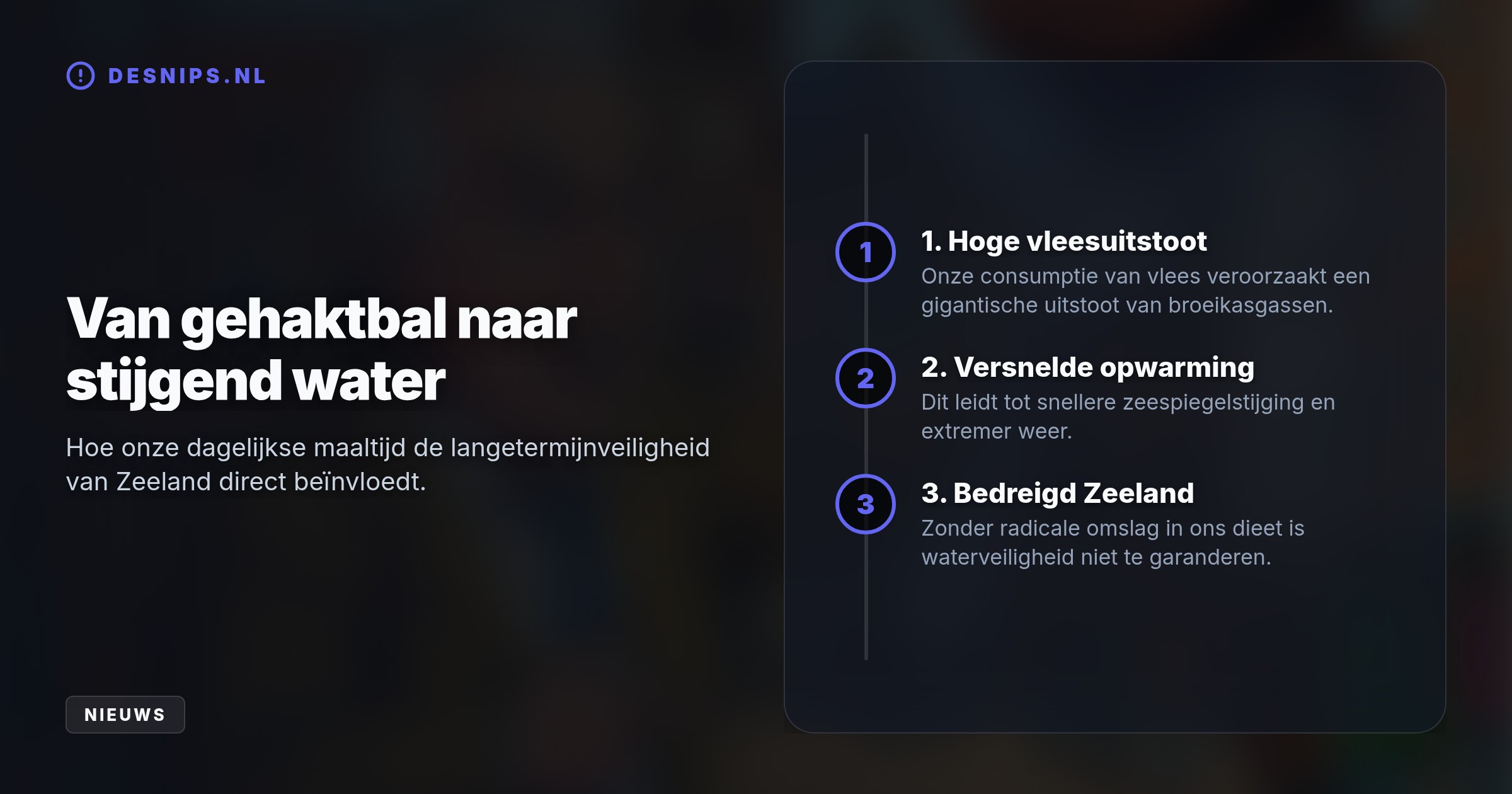 Tijdens een waterveiligheidscollege in Middelburg waarschuwde de oud-weerman dat radicale klimaatactie, zoals stoppen met vlees, noodzakelijk is om Zeeland te beschermen tegen waterstijging.