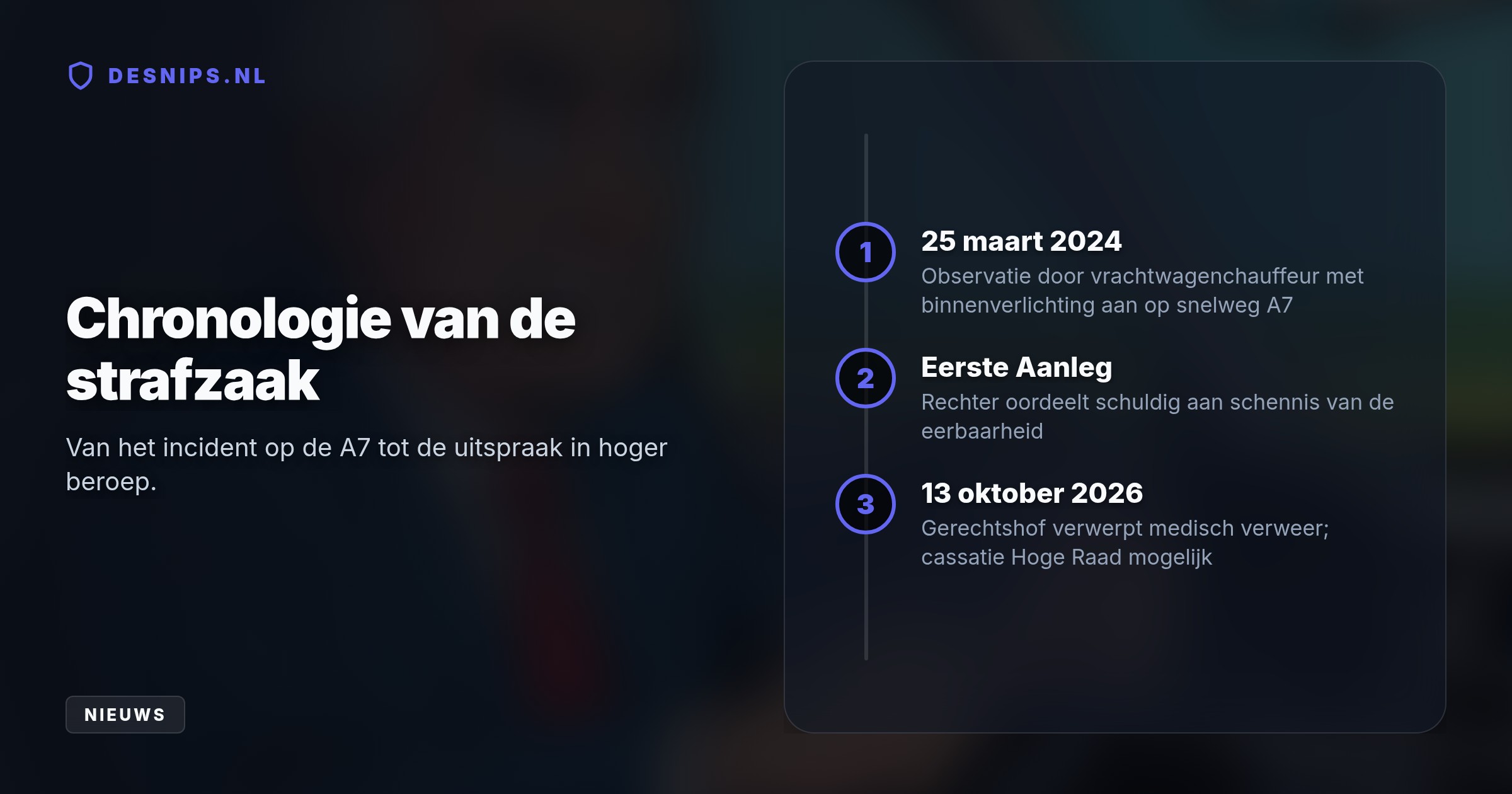 Het gerechtshof verwierp zijn verklaring over buikpijn en impotentie, nadat hij een vrachtwagen op de A7 kilometers lang bleek te zijn gevolgd.