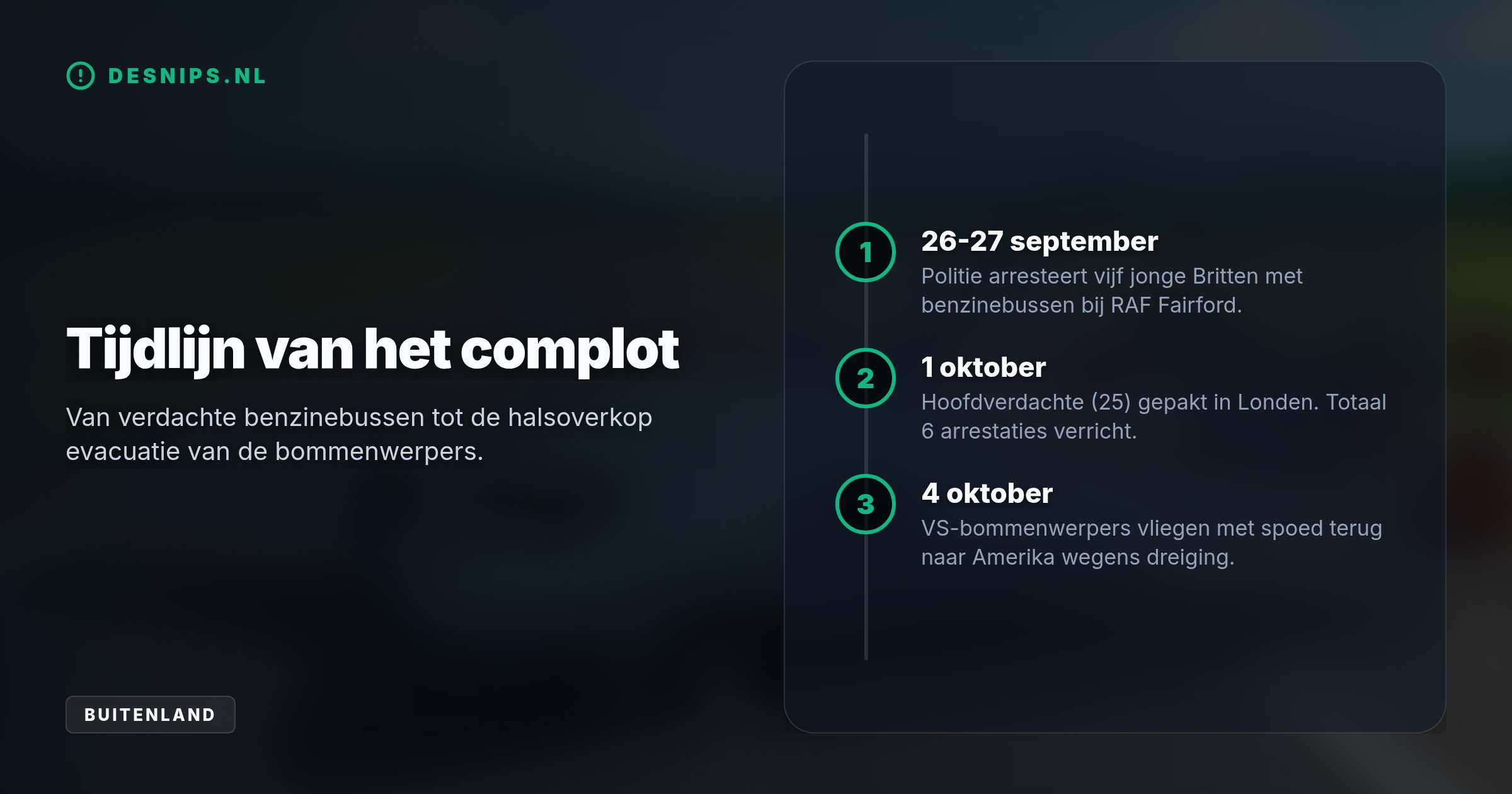 De VS evacueerde B-1 en B-52 bommenwerpers van RAF Fairford nadat de Britse politie zes verdachten oppakte die met benzinebussen de basis wilden aanvallen.