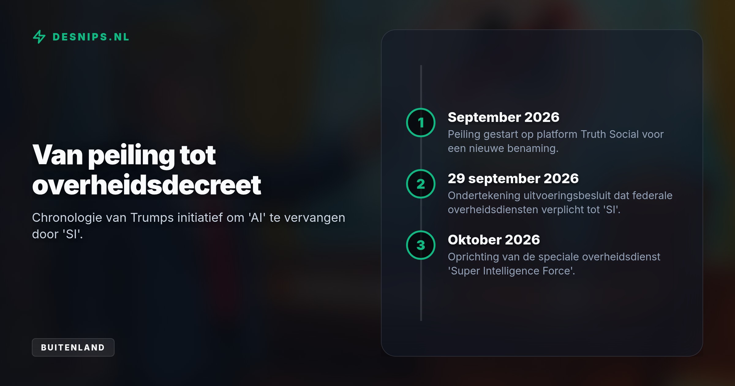De Amerikaanse president vindt 'kunstmatige intelligentie' te nep klinken. Federale diensten moeten 'AI' vervangen door 'SI', wat ook gevolgen heeft voor Nederlandse softwarebedrijven.