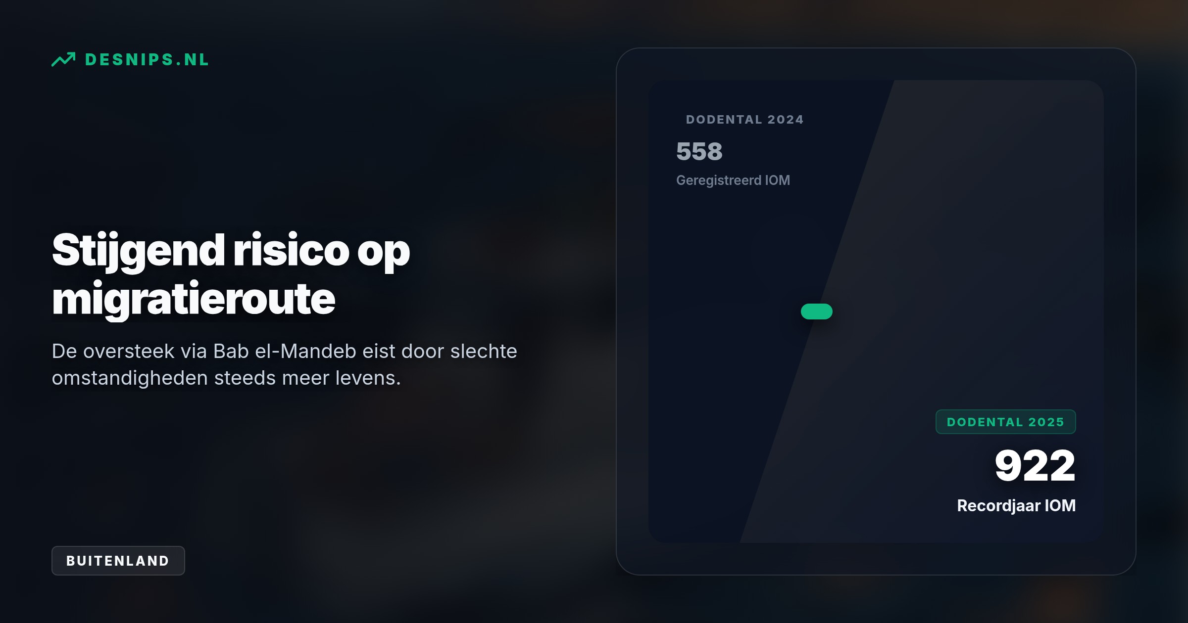 Een overbelaste boot met 350 opvarenden kapseijde tijdens de gevaarlijke oversteek naar Jemen. Hulpdiensten zoeken nog naar 116 vermisten.