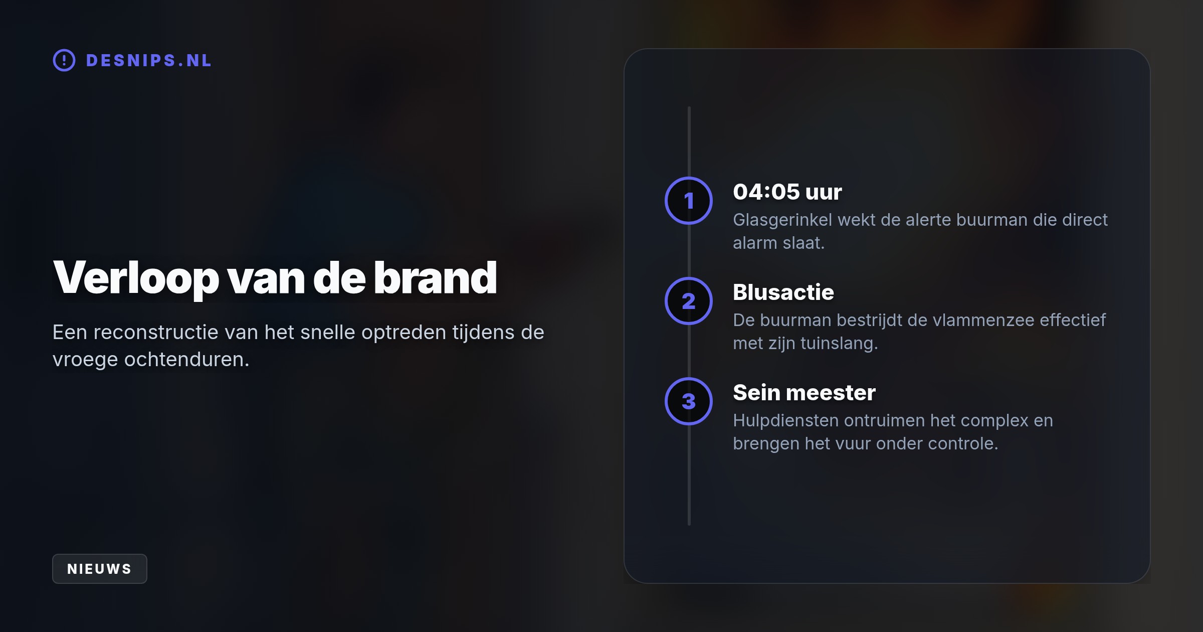 Door de snelle actie van de buurman aan de Breesloot was de brand deels onder controle voordat de brandweer het geëvacueerde complex bereikte.
