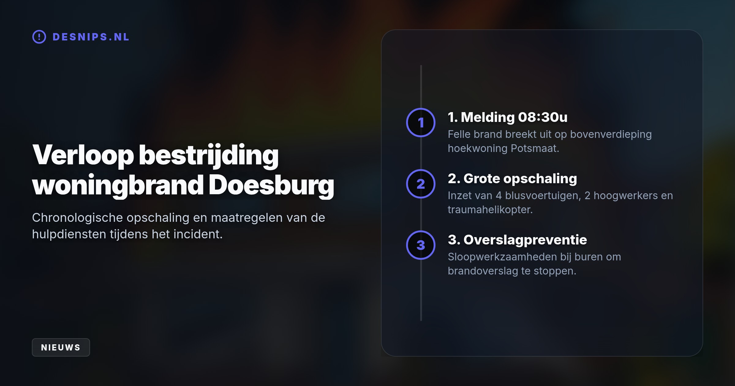 Vanwege instortingsgevaar blust de brandweer de woning uitsluitend van buitenaf, terwijl een NL-Alert waarschuwt voor zware rookoverlast in de regio.