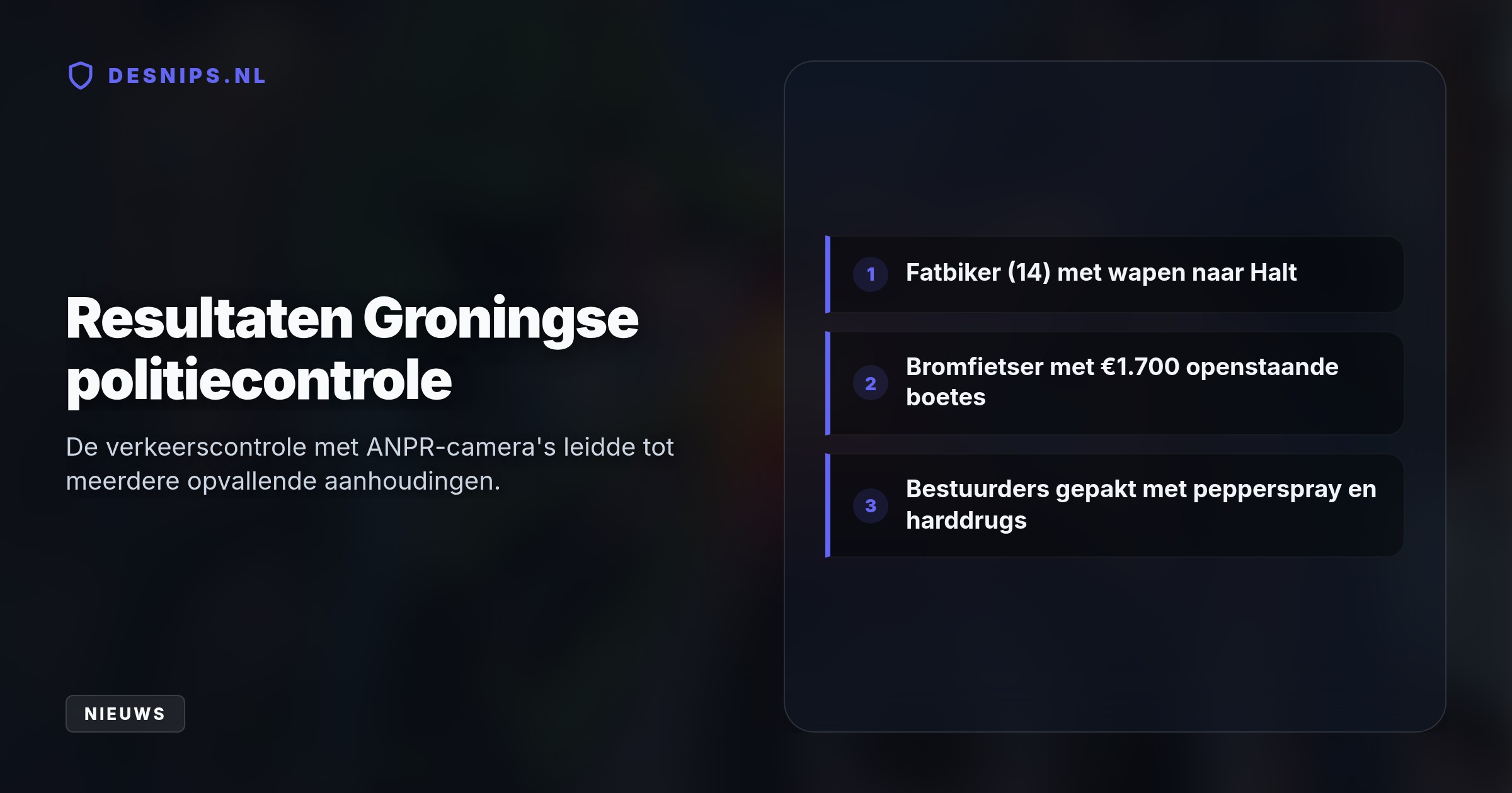 Na een staandehouding wegens een defect achterlicht vond de Groningse politie een groot mes en diverse drugs bij de 14-jarige fatbiker.