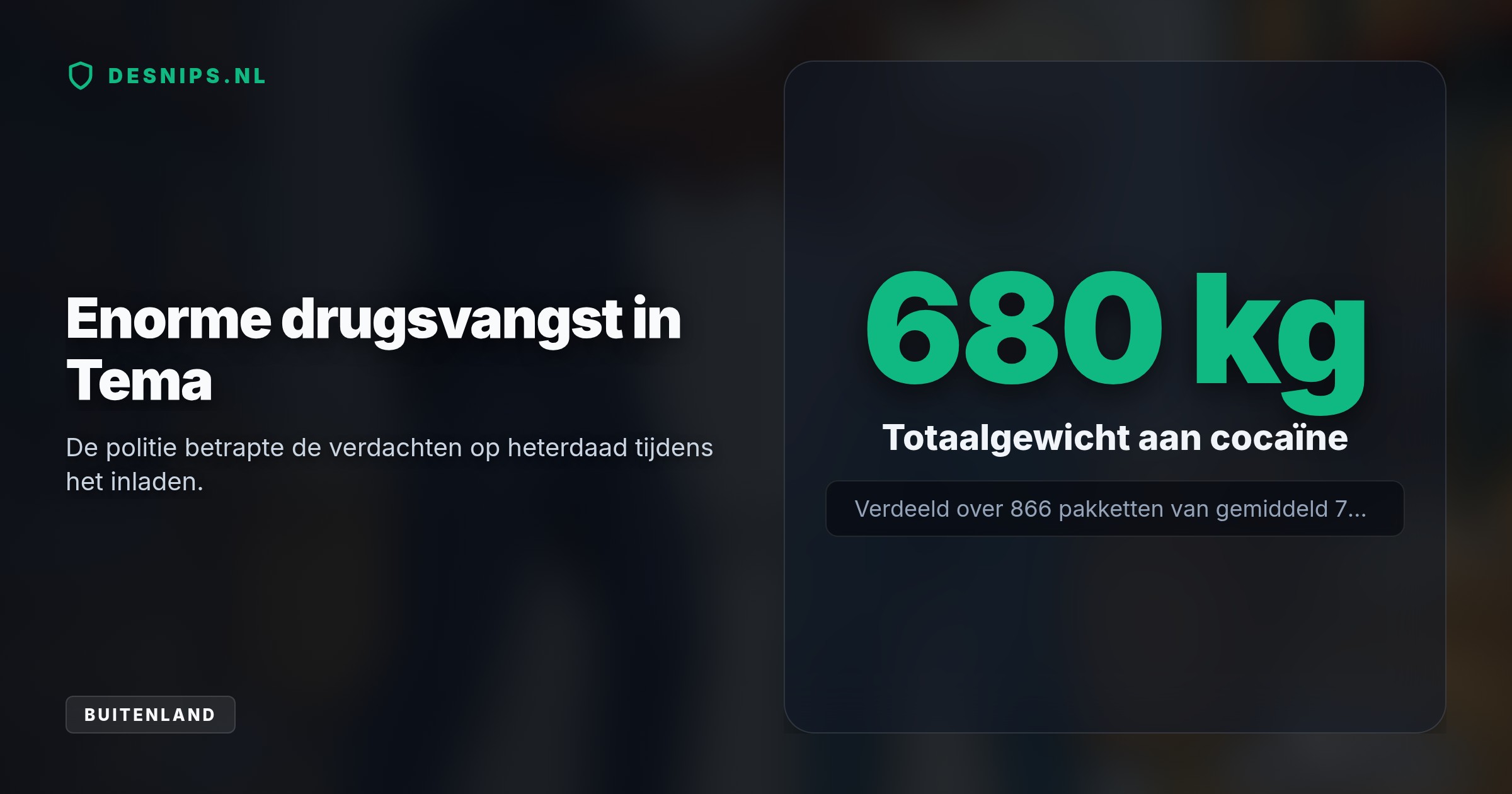 De bekende Zaandammer is op heterdaad betrapt in de Ghanese haven Tema. Hij bekende direct eigenaar te zijn van de drugs, die in zakken cassavemeel waren verstopt.