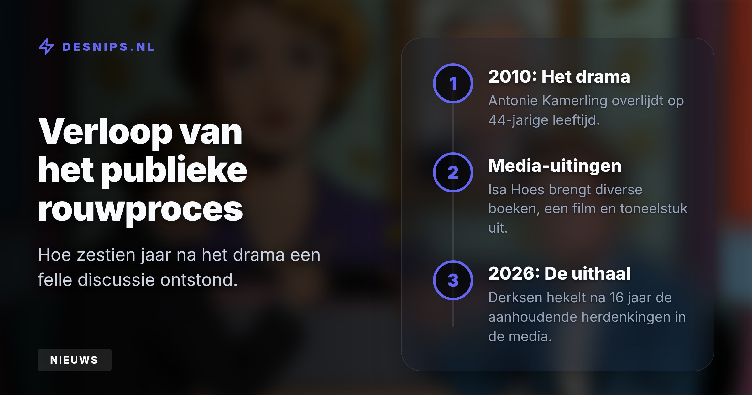 De Telegraaf-columnist vindt haar herhaalde herdenkingen van Antonie Kamerling een zielige hunkering naar aandacht. Hij adviseert haar dringend professionele hulp te zoeken.