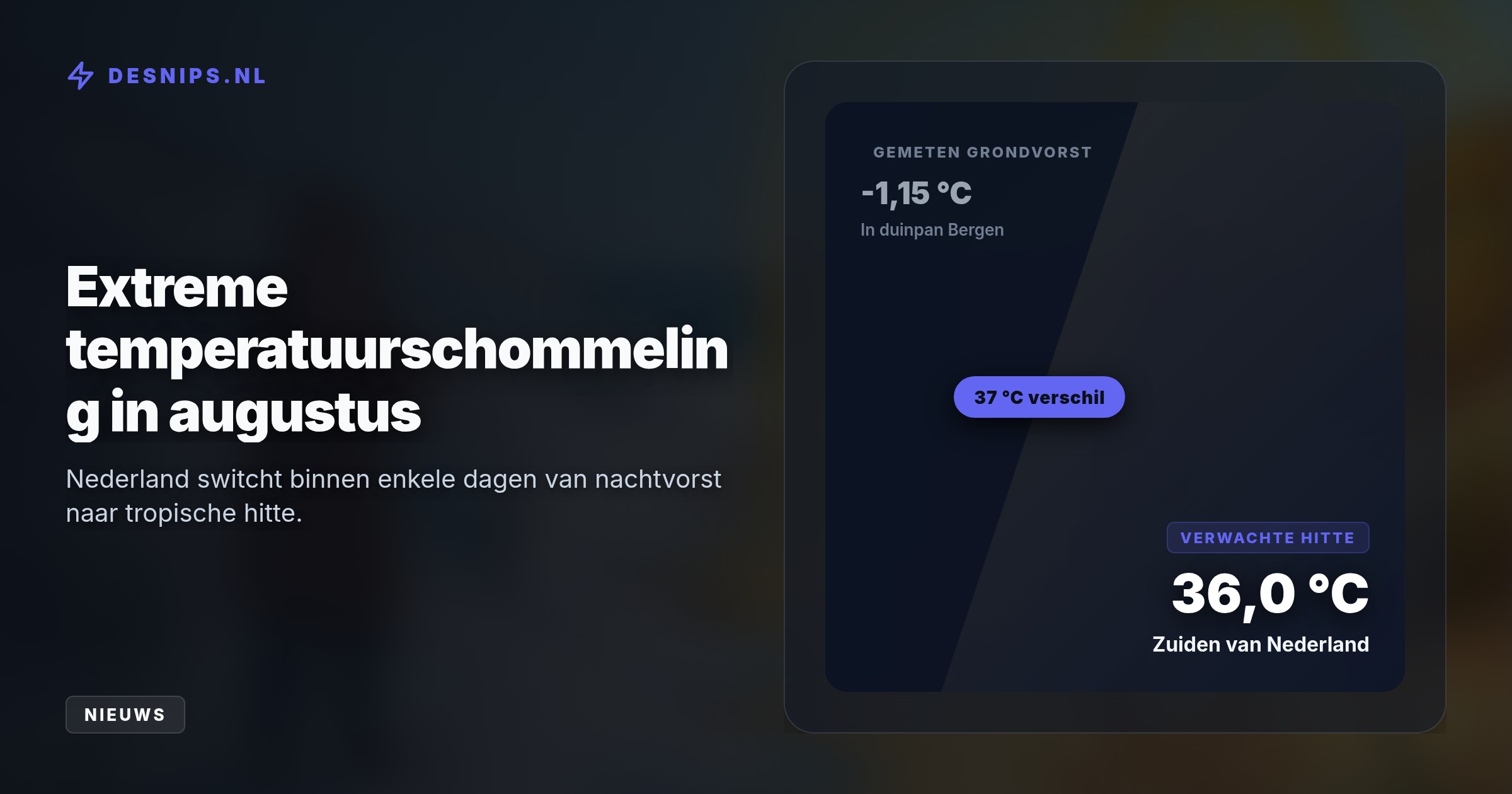 Door snelle warmteafgifte van droog duinzand vroor het lokaal tot -1,15 °C. Donderdag zorgt een nieuwe hittegolf alweer voor temperaturen tot 36 °C.