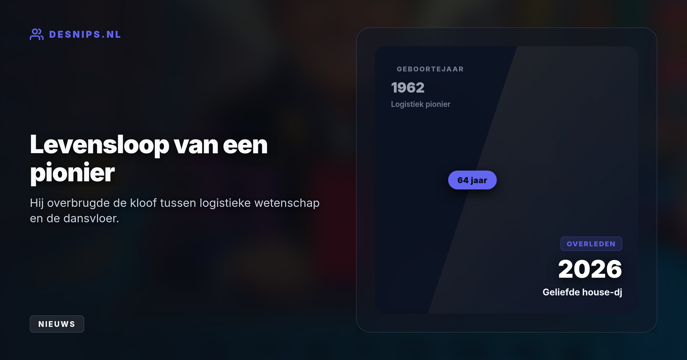 De geliefde Amsterdamse lector stadslogistiek en dj 'Big General' overleed afgelopen weekend op 64-jarige leeftijd. Hij bracht wetenschap en housebeats uniek samen.