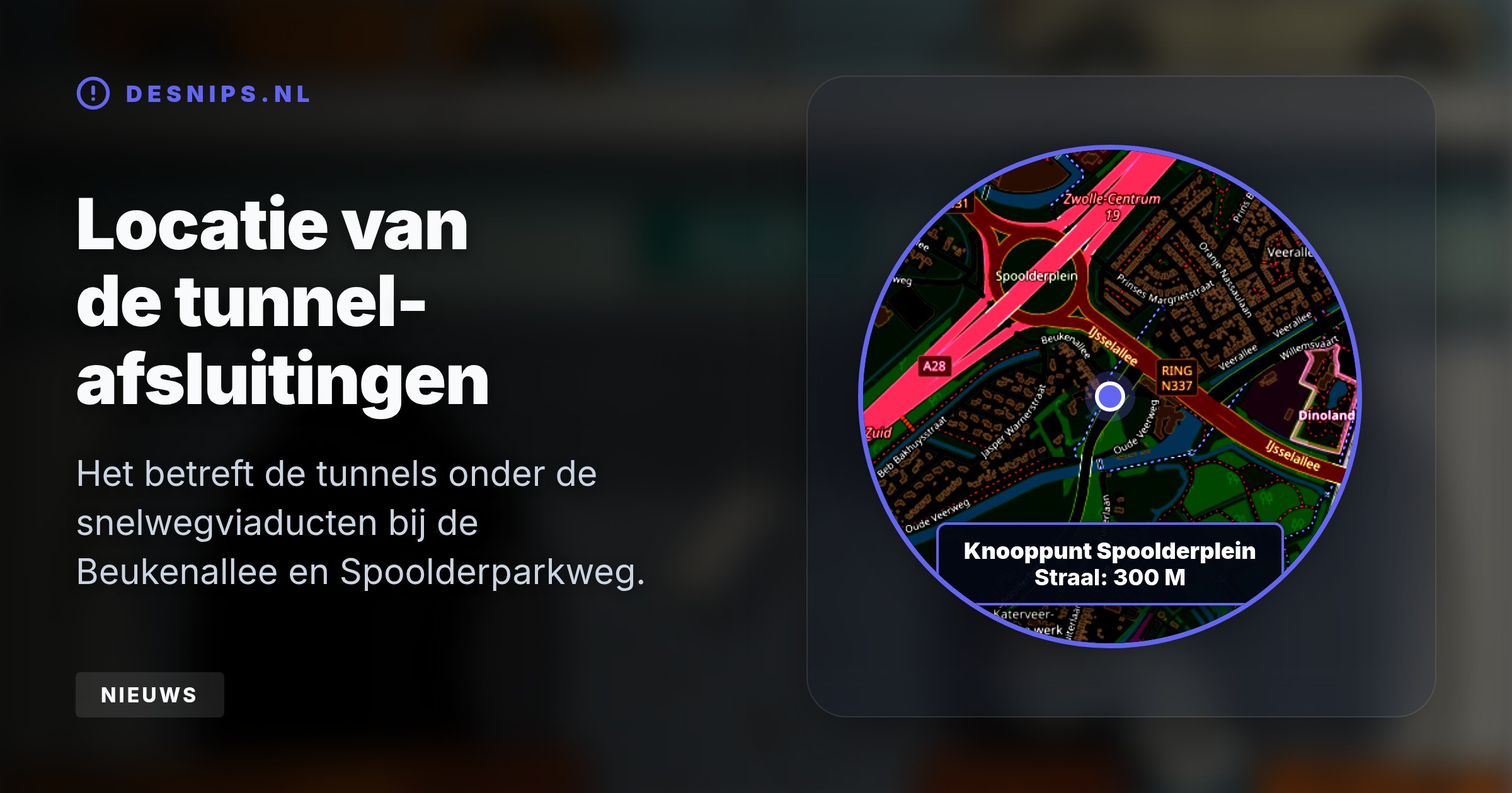 Rijkswaterstaat sloot na een inspectie de tunnels bij het Spoolderplein direct af voor fietsers en auto's. Het doorgaande verkeer bovenop de A28 ondervindt geen hinder.