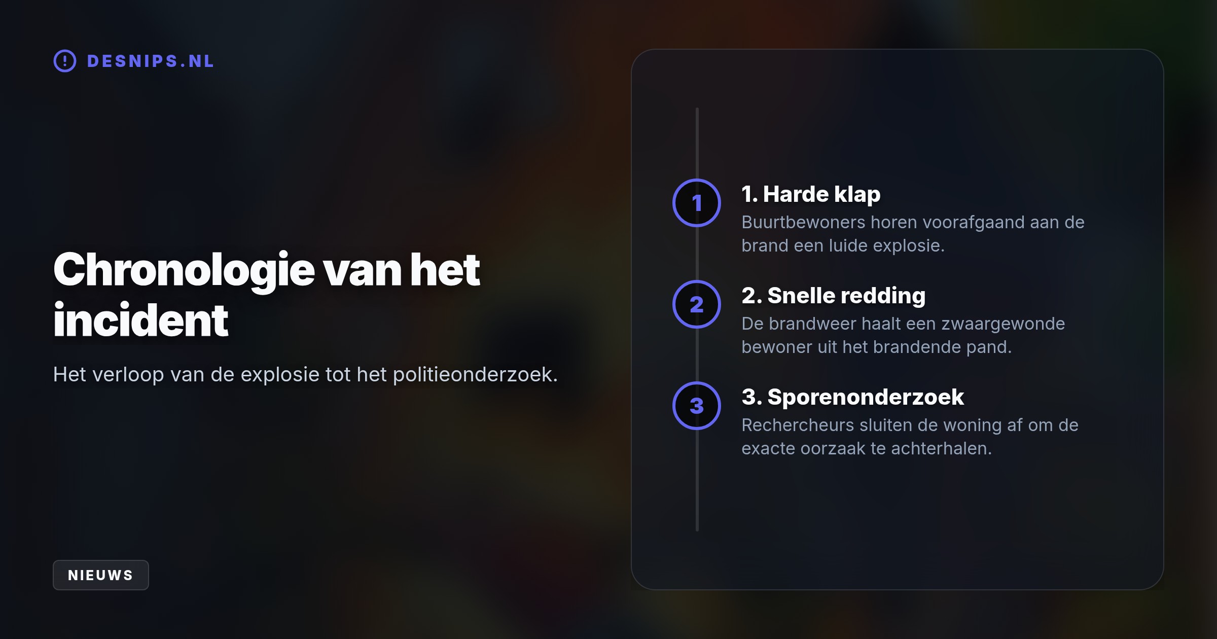 De brandweer haalde het slachtoffer uit de brandende woning aan de Begoniastraat. De politie doet momenteel sporenonderzoek naar de oorzaak van de brand en de gemelde knal.