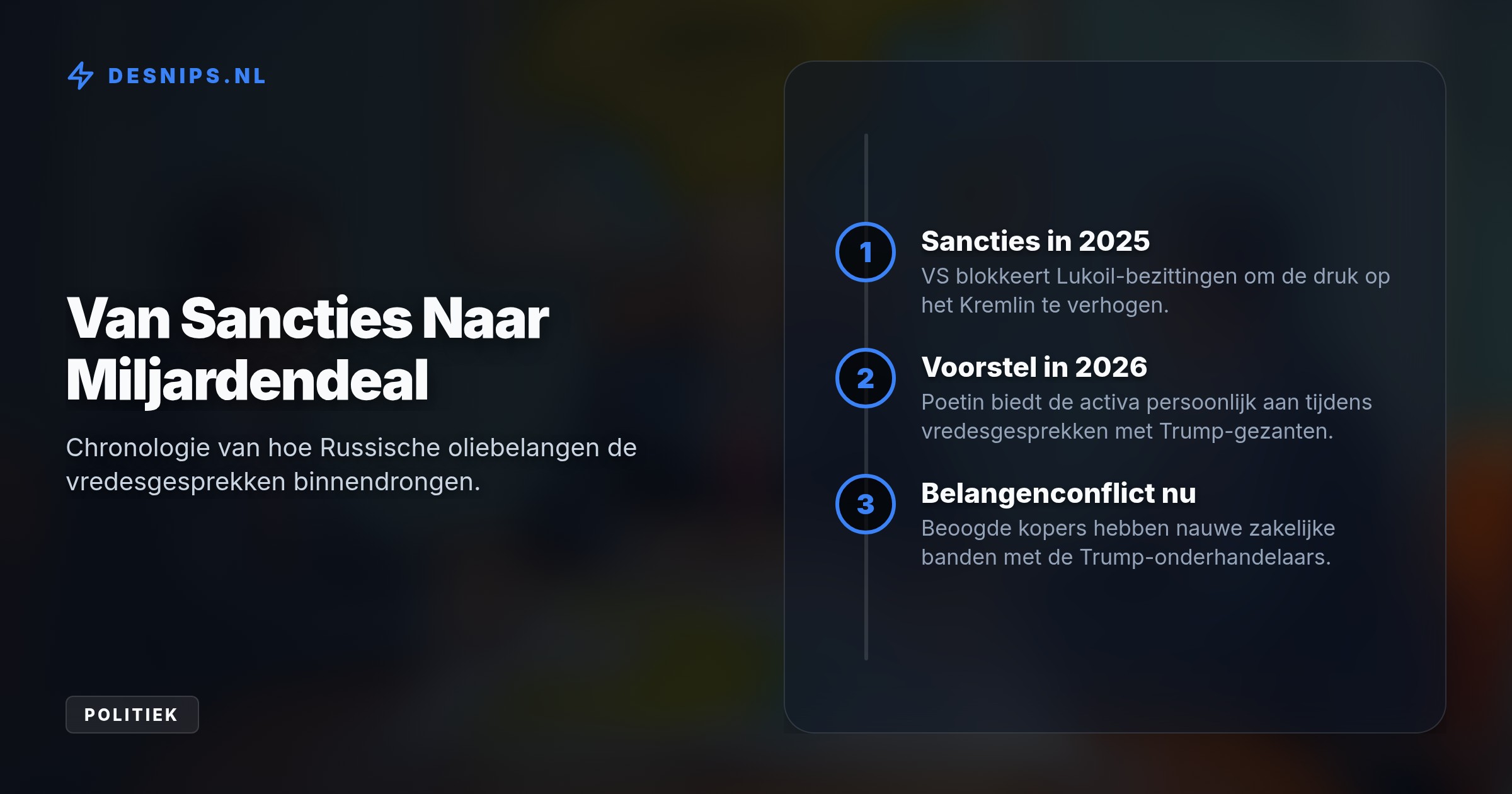 Amerikaanse onderhandelaars willen sancties tegen Lukoil opheffen in ruil voor lagere energieprijzen, wat ook Trump-bondgenoten en Arabische investeerders miljardenvoordelen oplevert.