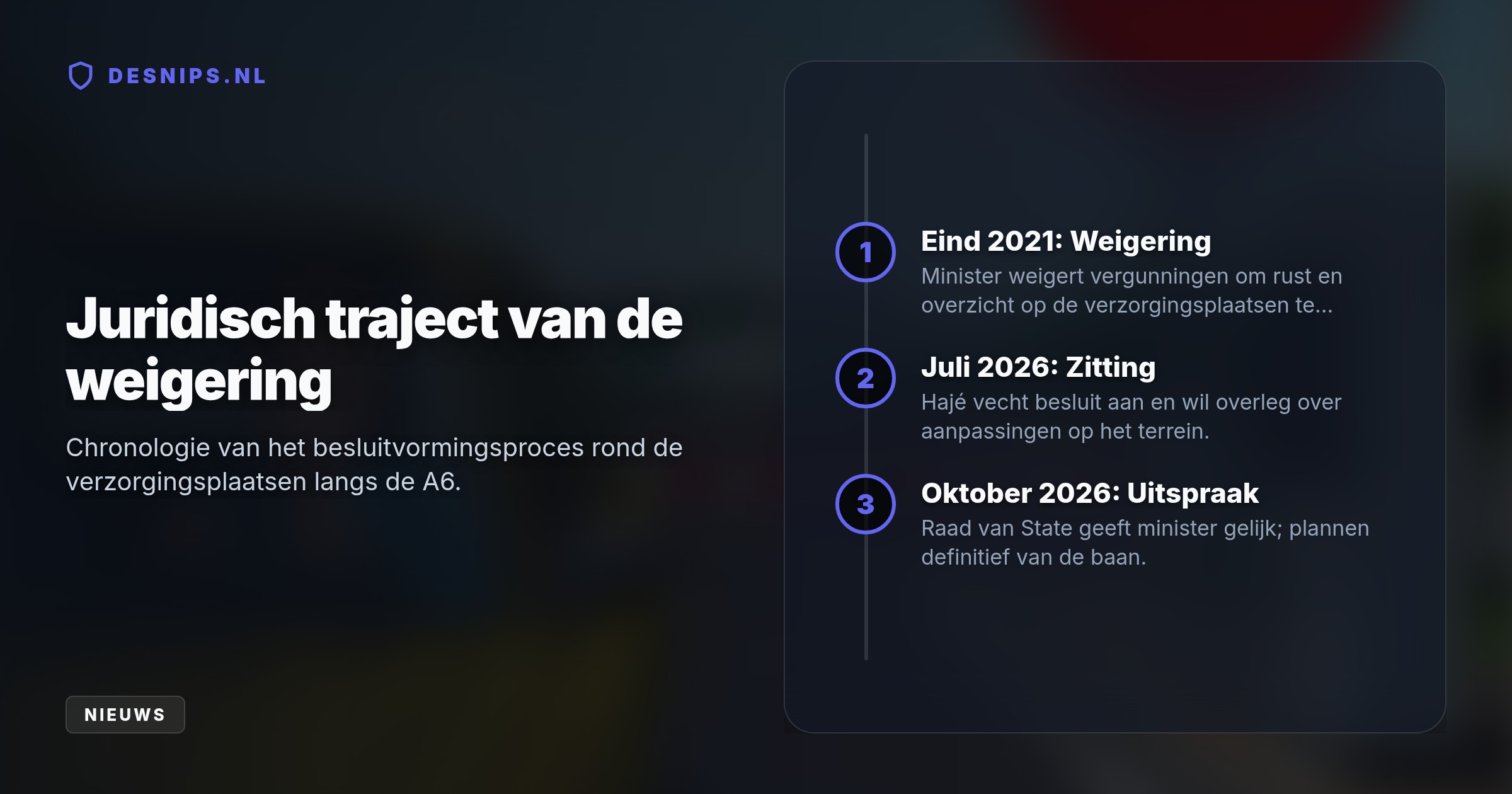 Volgens de bestuursrechter veroorzaken extra inritten bij verzorgingsplaatsen De Aalscholver en De Lepelaar onoverzichtelijke en gevaarlijke situaties direct na de afslag.
