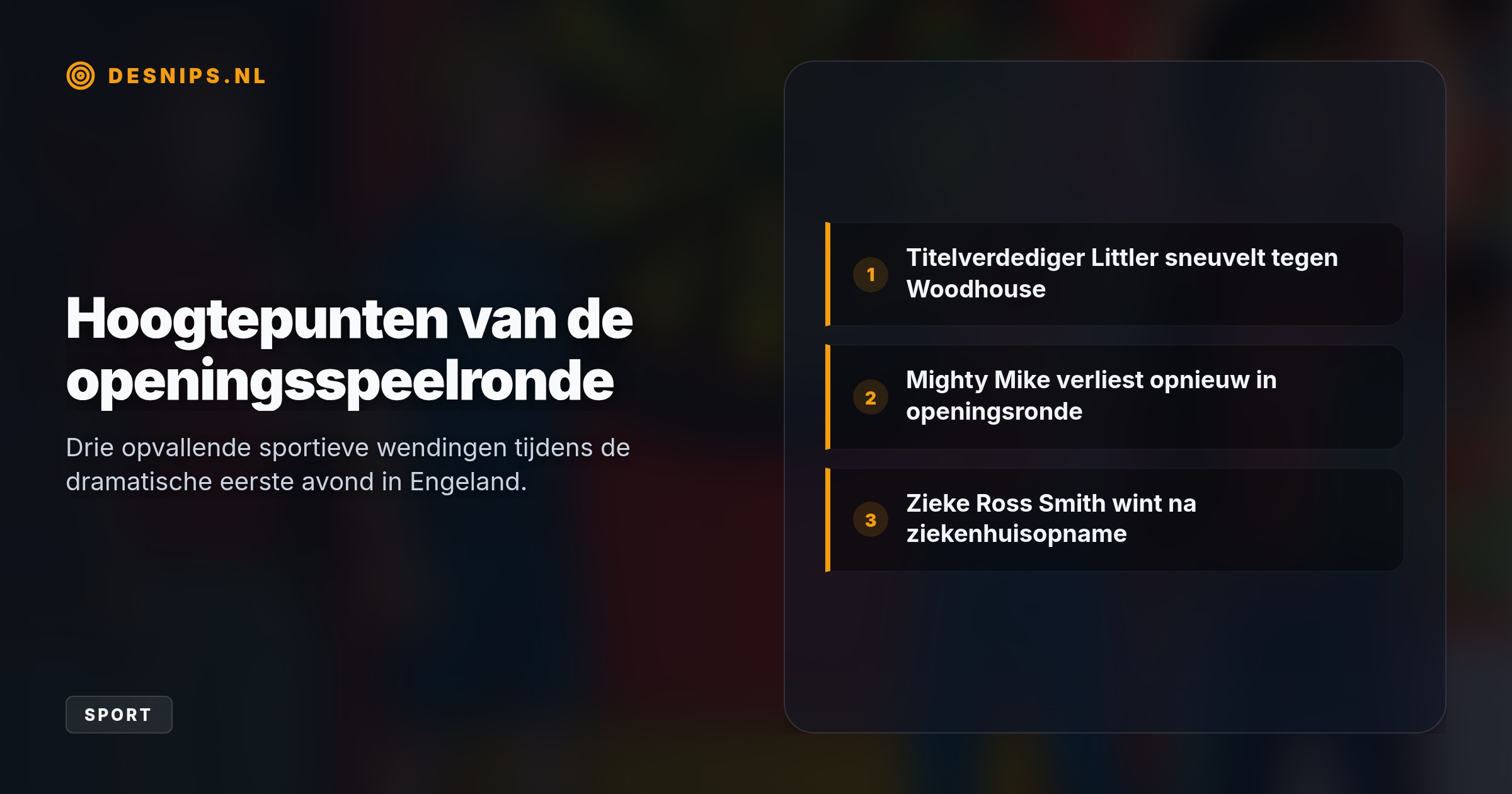 De topfavorieten sneuvelen direct in de eerste ronde in Leicester door het beruchte 'dubbel-in-dubbel-uit'-format, waarin darters elke leg met een dubbel moeten openen.