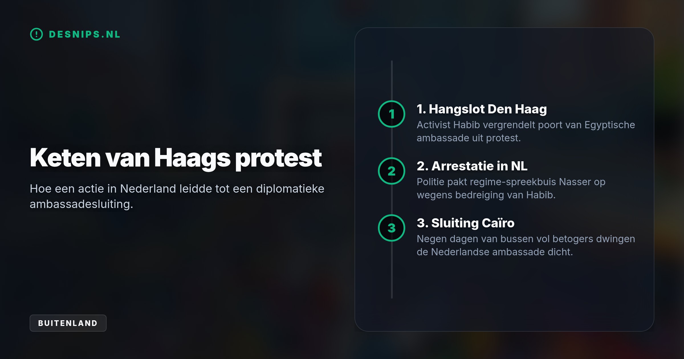 Het personeel is geëvacueerd en de deuren sluiten nadat betogers de vrijlating eisen van een in Nederland opgepakte Egyptische regime-aanhanger.