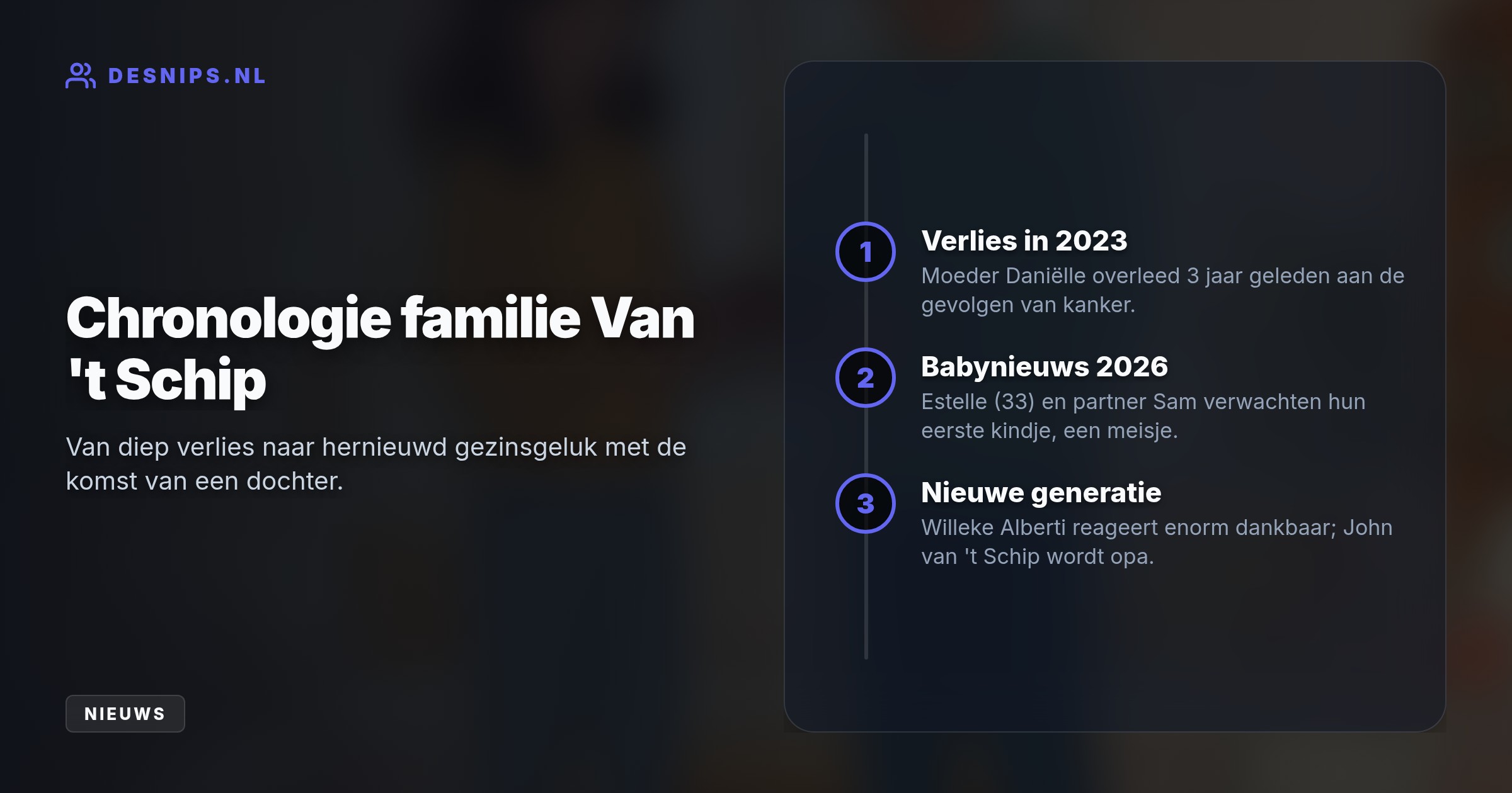De zwangerschap brengt na het emotionele verlies van moeder Daniëlle in 2023 weer hoop en puur geluk binnen de familie. Aanstaande opa John van 't Schip reageert dolblij.
