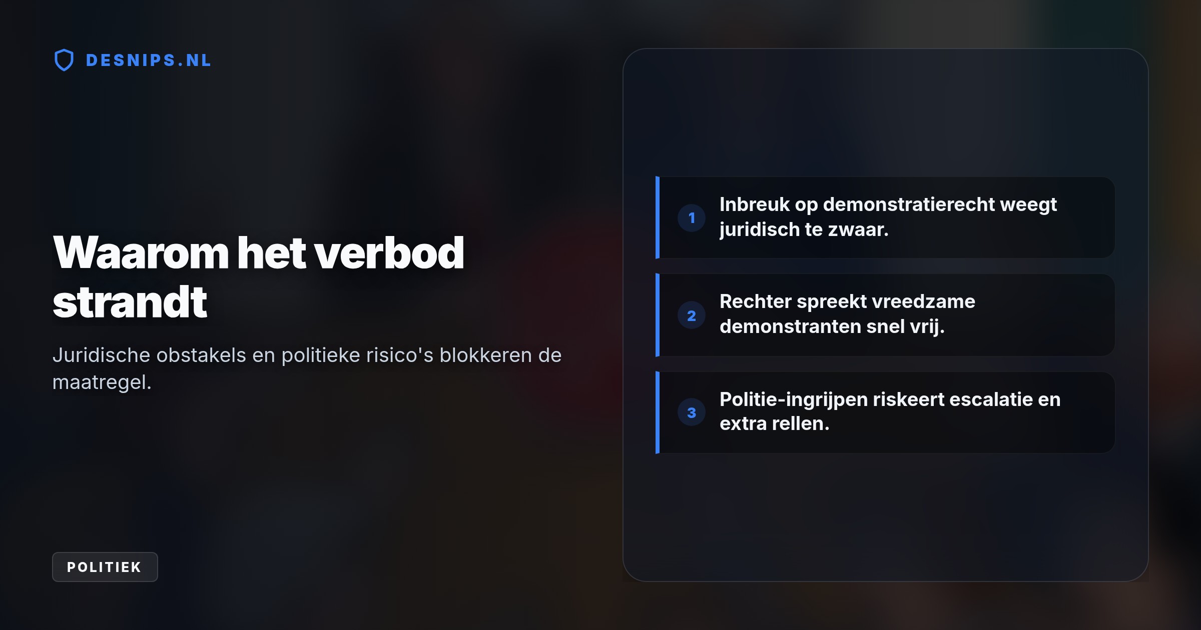 Ministers Van Weel en Heerma remmen het verbod omdat het inbreuk maakt op het demonstratierecht. De Tweede Kamer reageert woedend en vreest dat actiegroepen de politiek nu uitlachen.